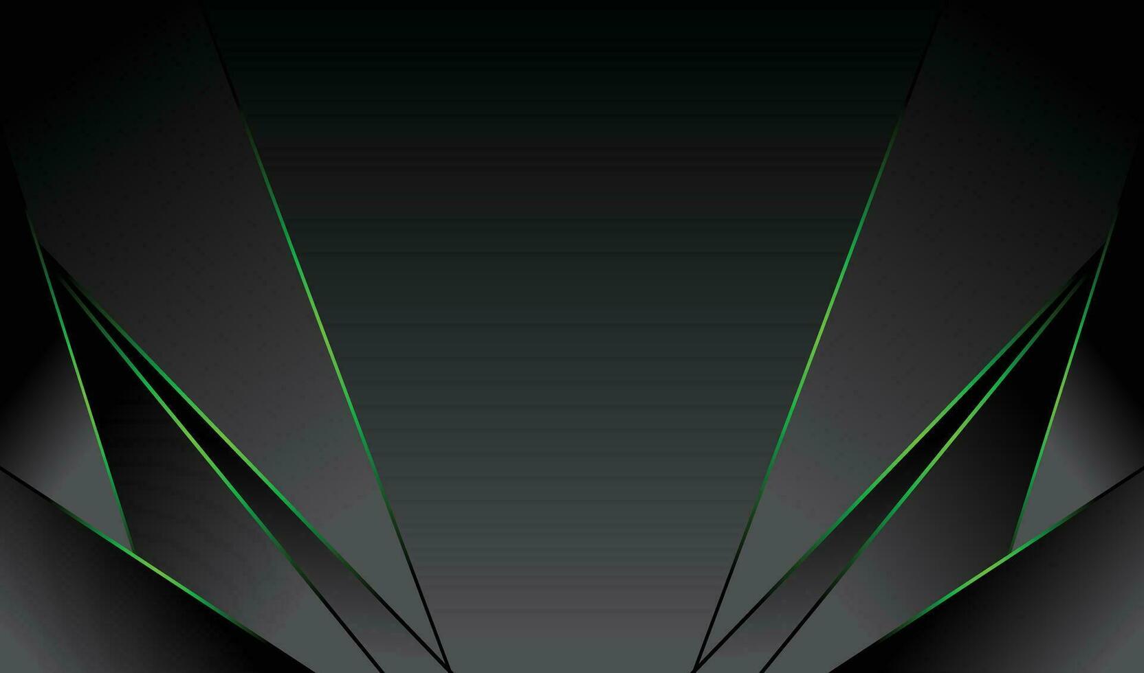 Abstract dark black background with green lines. Vector illustration