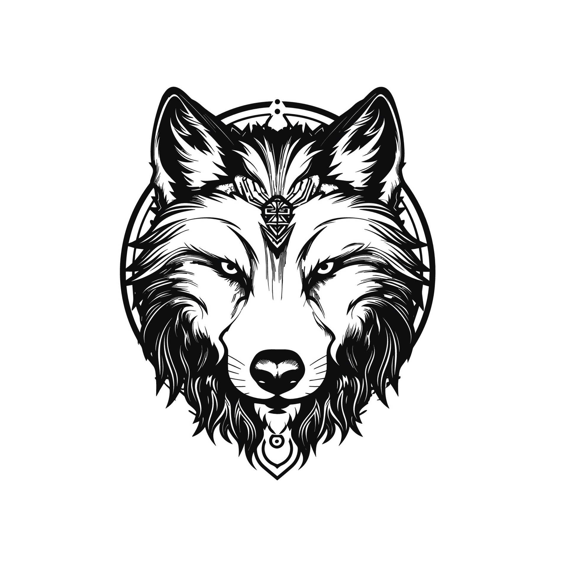 black wolf face tattoo design 26317613 Vector Art at Vecteezy