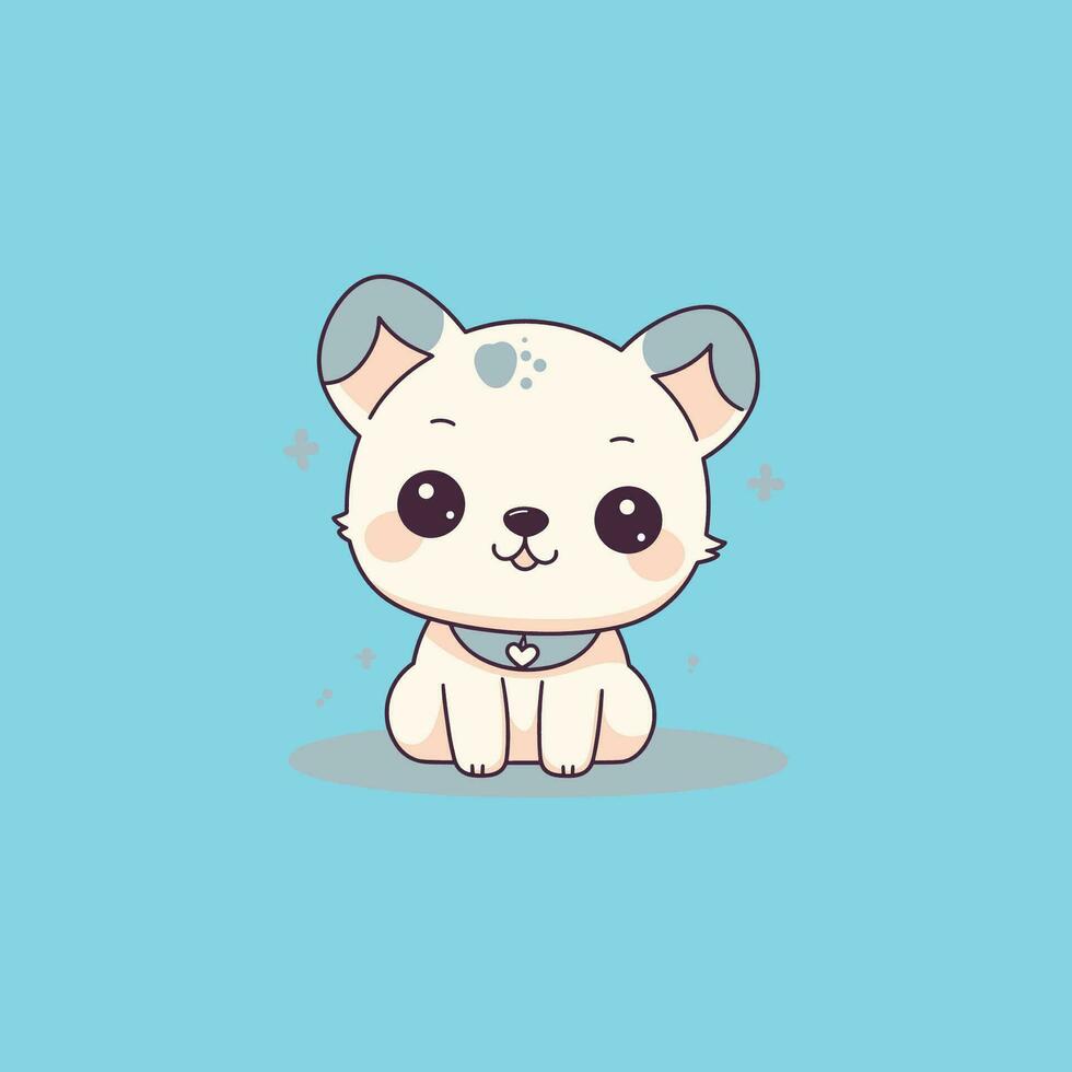 linda chibi perro kawaii ilustración vector