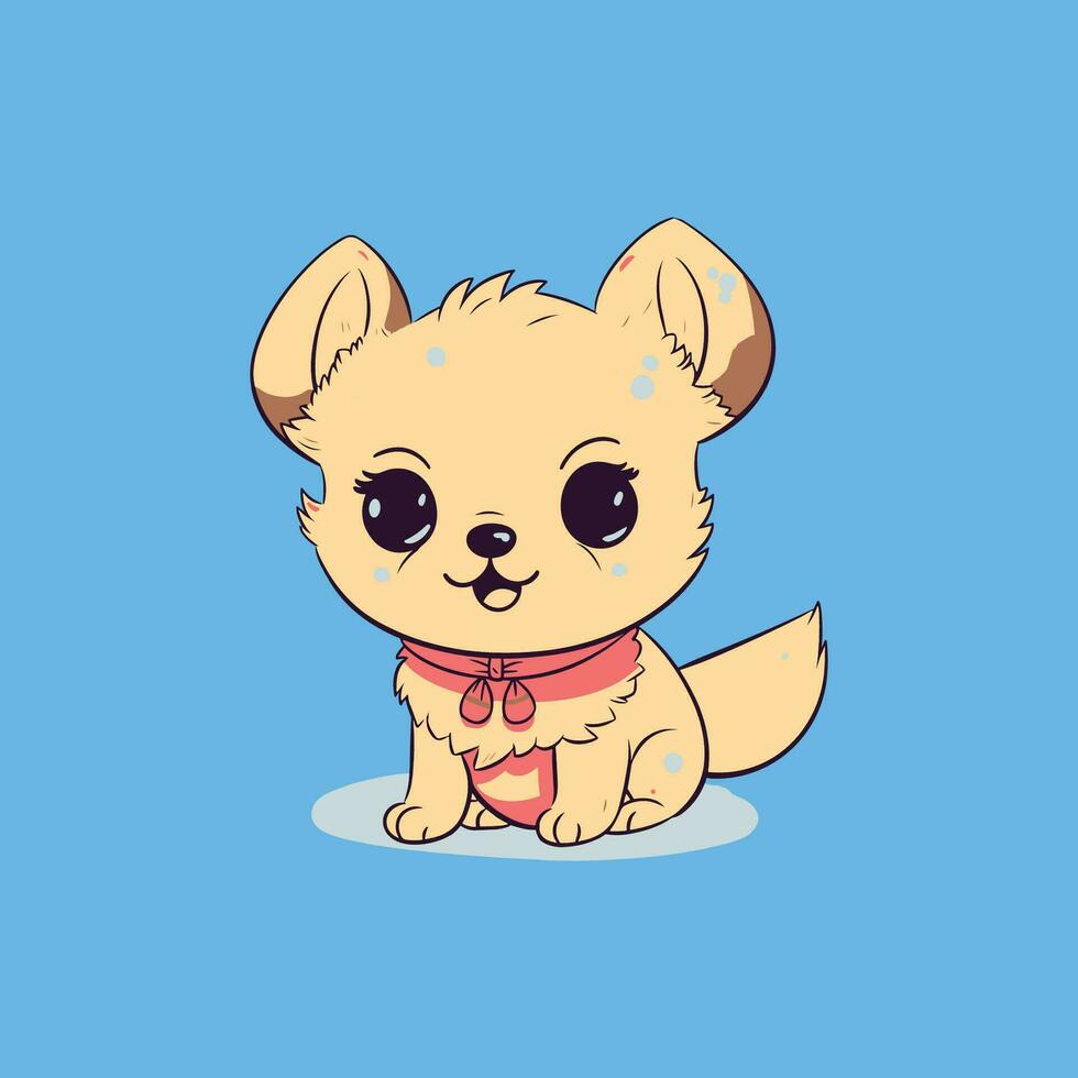 linda kawaii perro sentado vector