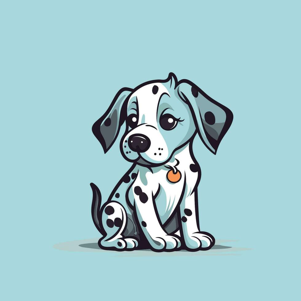 lindo, perro dálmata, caricatura, sentado vector