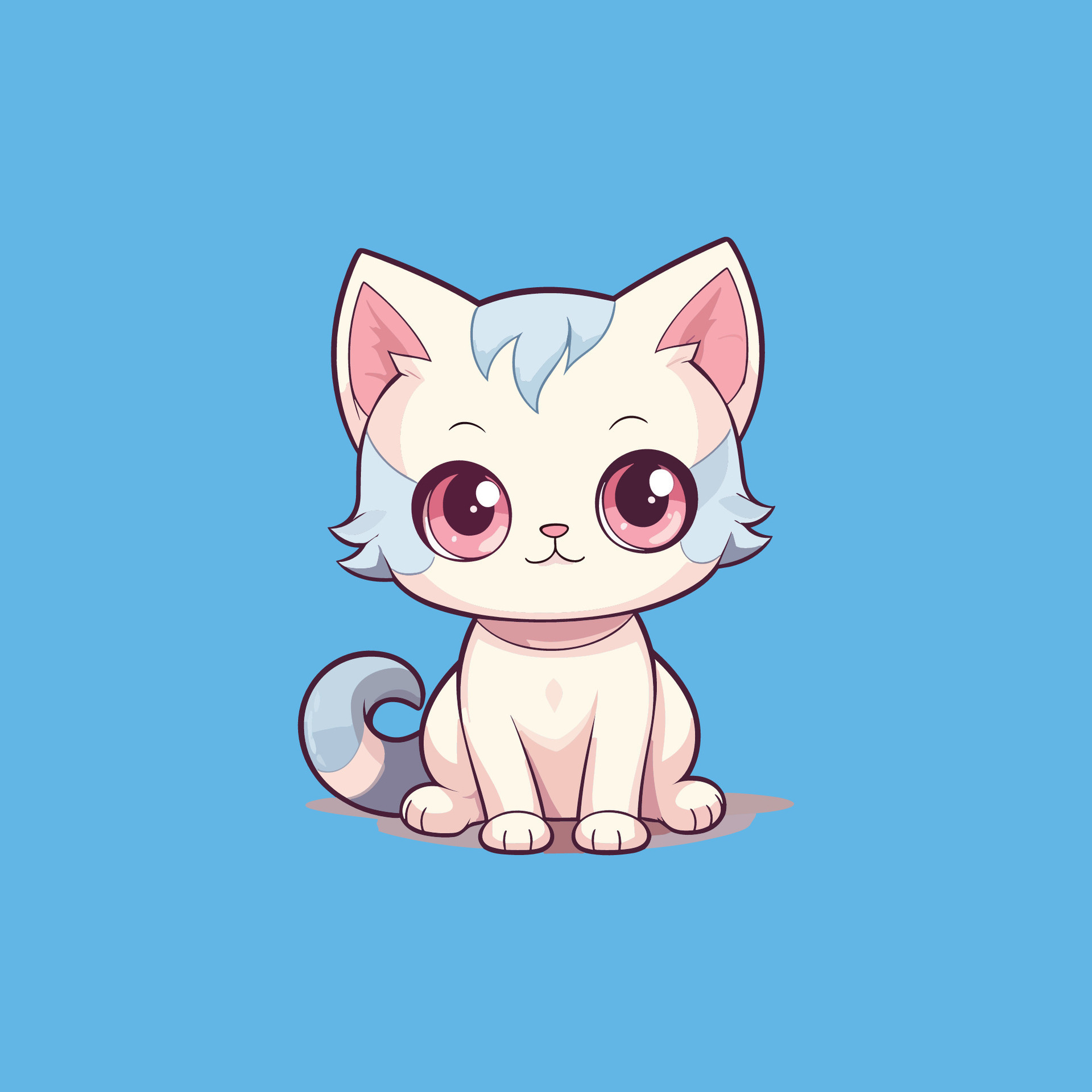 Premium Vector  Anime kitty a cute kawaii cartoon cat icon in