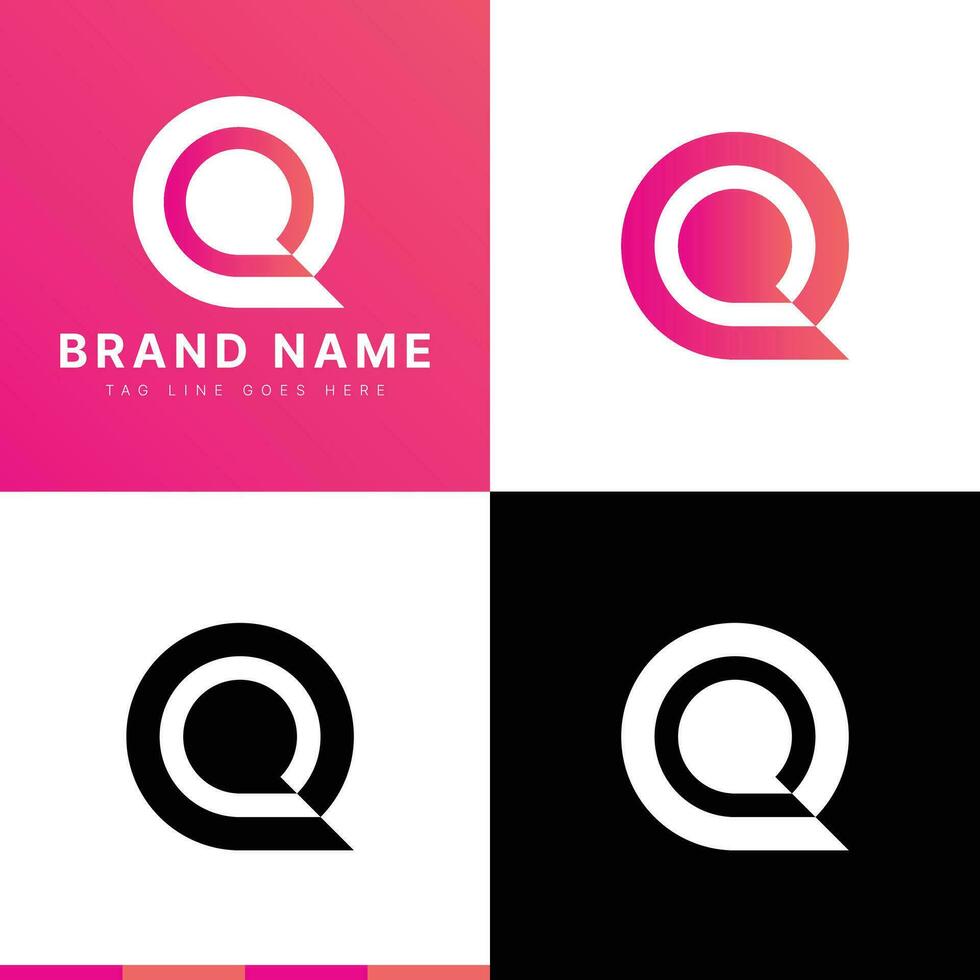 Simple Modern Initial Letter Q Logo. Gradient Pink Vector Logo Design. Usable for Business and Branding Logos. Flat Vector Logo Design Template Element.