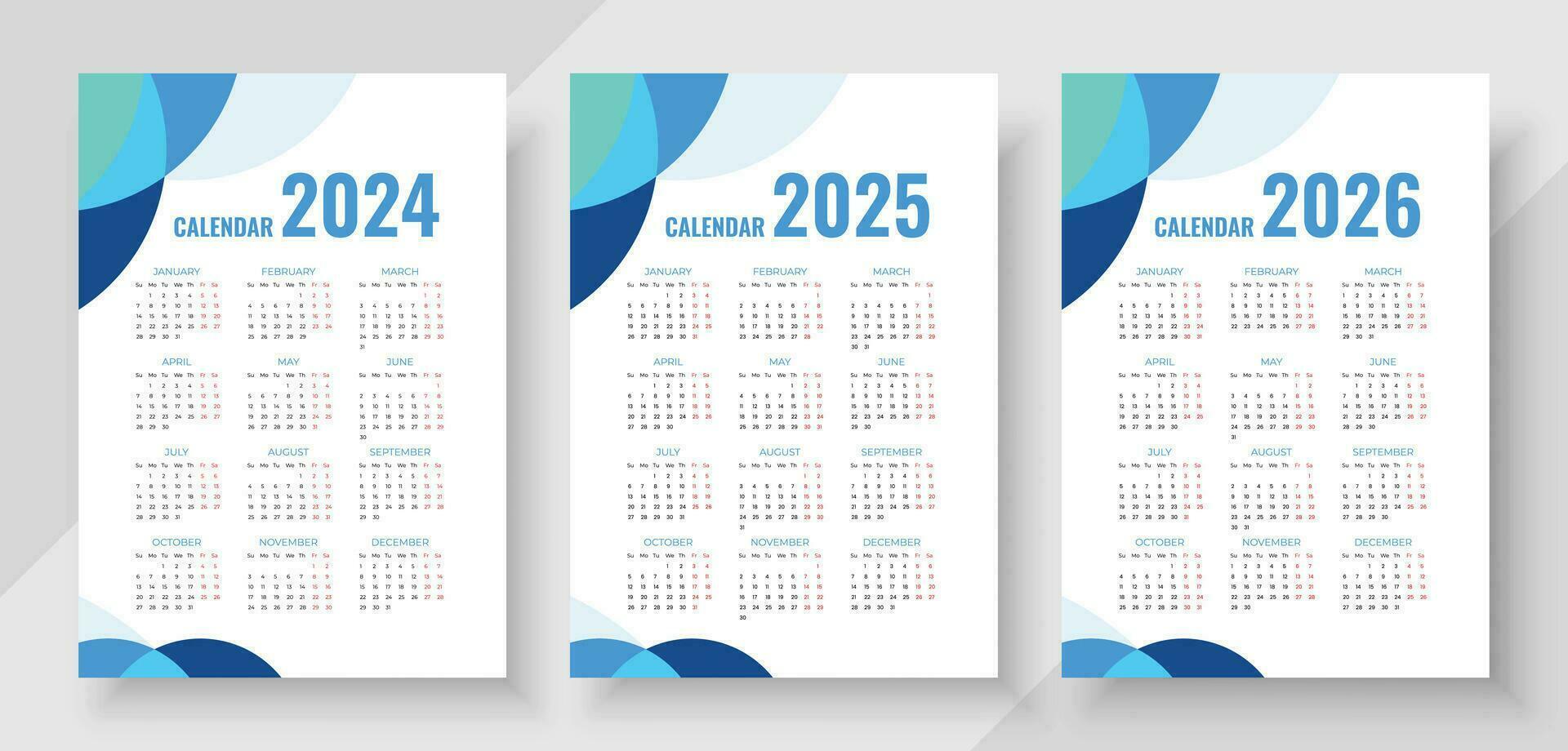 Wall Calendar 2024 2025 2026 26319949 Vector Art at Vecteezy