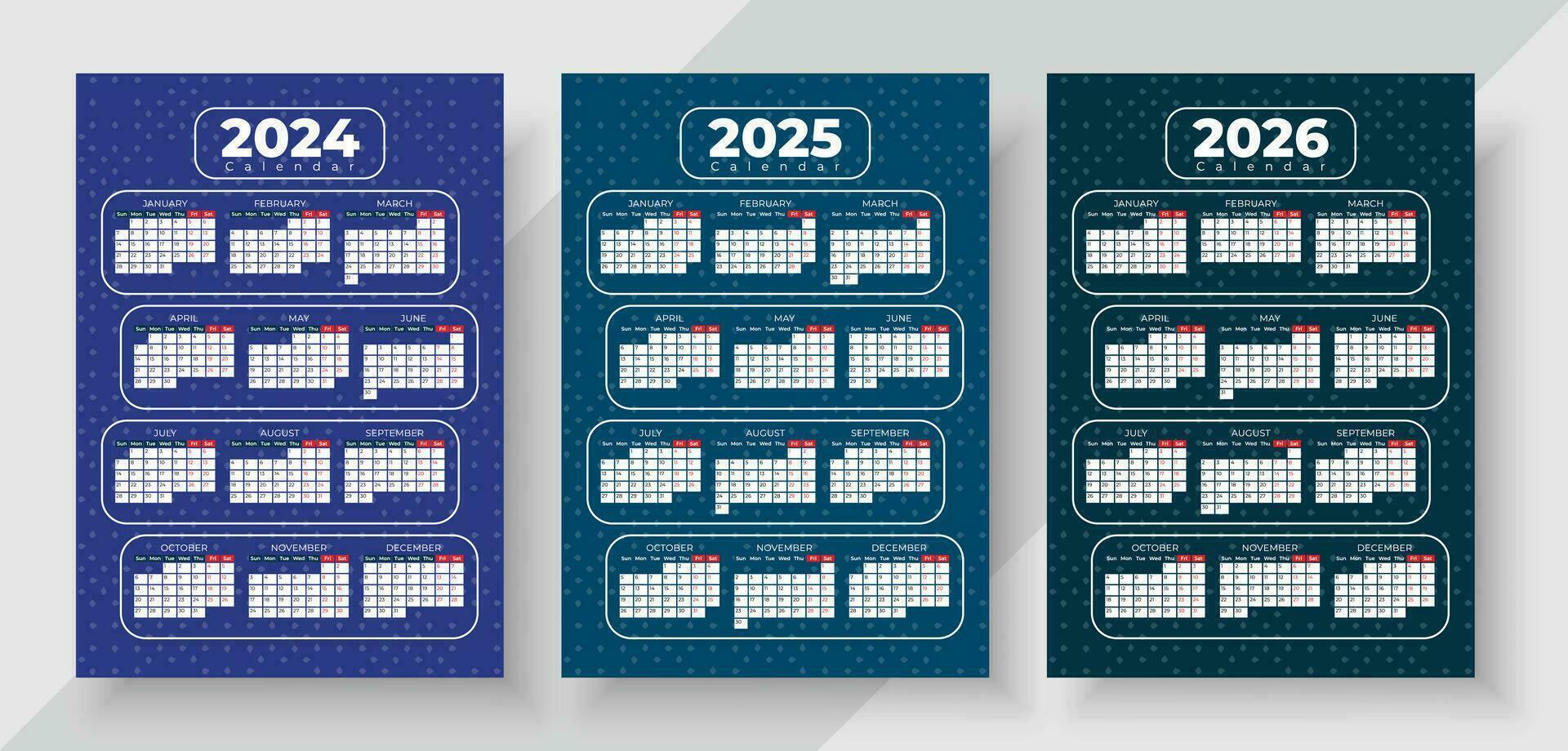 Calendar 2024, 2025, 2026 template, Desk calendar 2024 design, Wall calendar  2024 year, 3d calendar mockup, Blue cover design, Set of 12 Months, Week  starts Sunday, planner, flyer design, vecto 7621343 Vector Art at Vecteezy