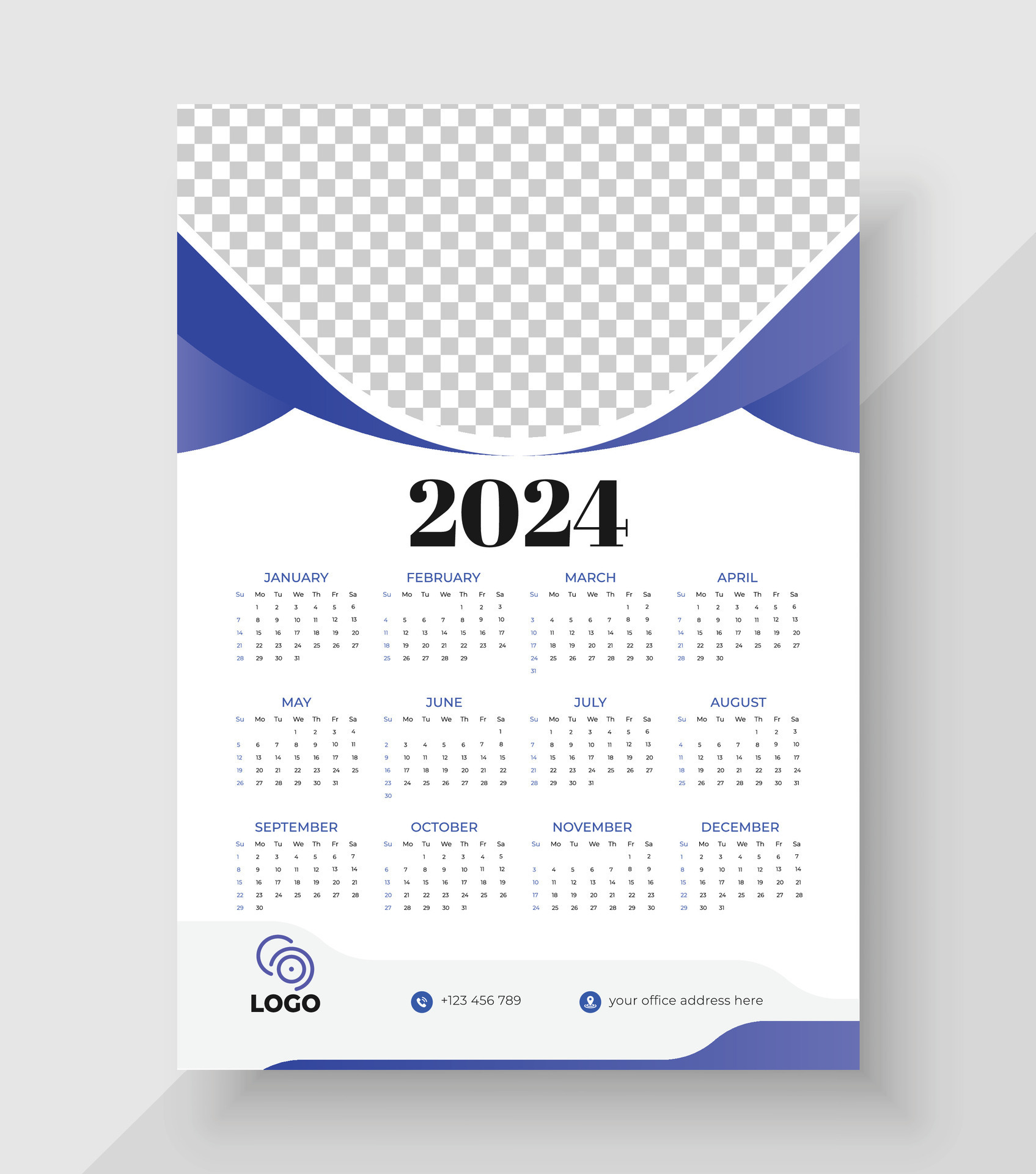 Calendar 2024 Template Design Ready To Print