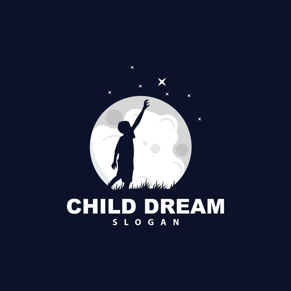 sueño logo, niño sueño inspirador diseño, vector alcanzando estrella divertido aprendiendo, niños sueño logo templet