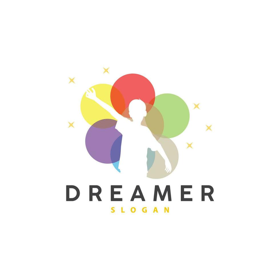 Dream Logo, Kid Dream Inspirational Design, Vector Reaching Star Fun Learning, Kids Dream Logo Templet