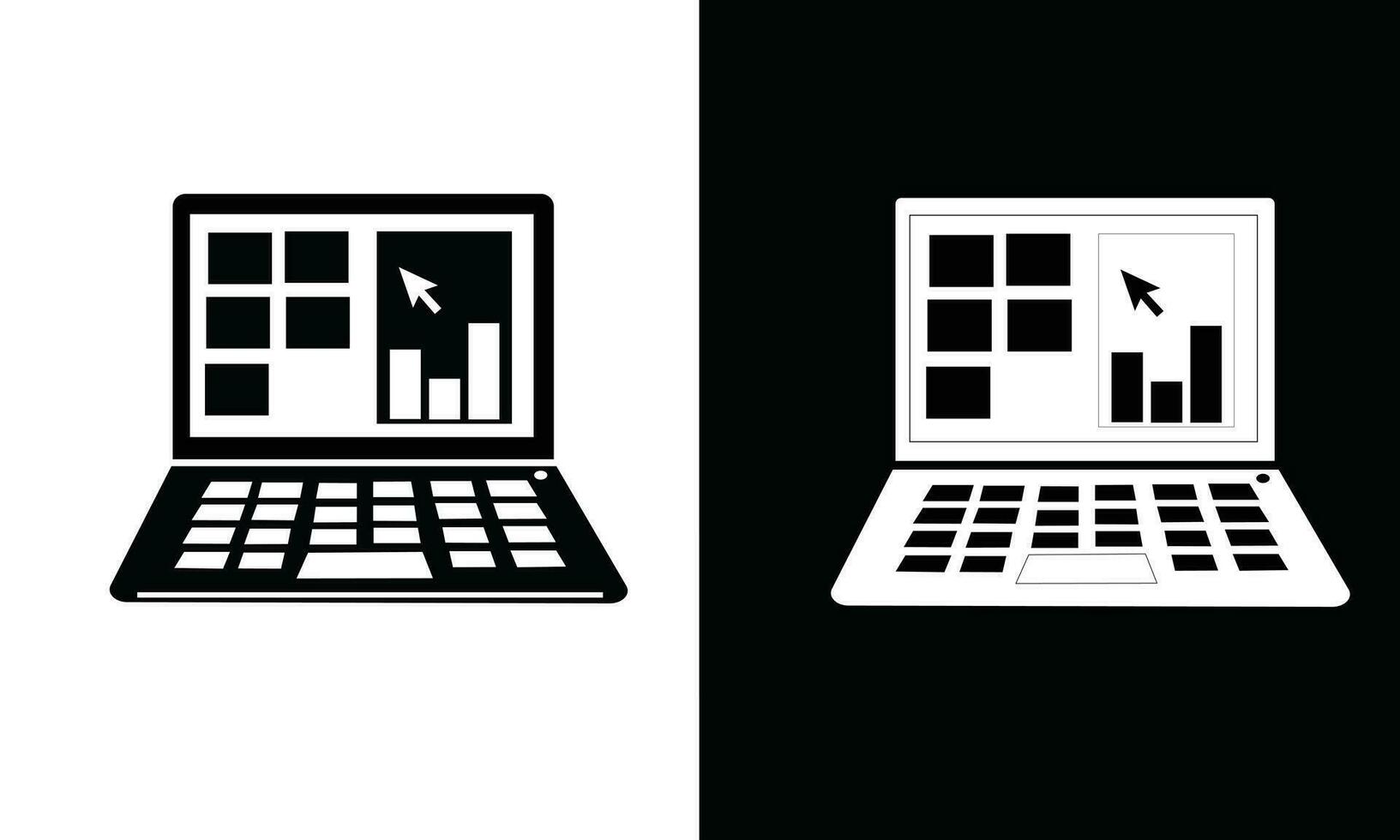 Laptop icon vector. Laptop vector in silhouette style. School supplies icon vector. Back to school concept. Learning and education icon. Flat vector in black and white.