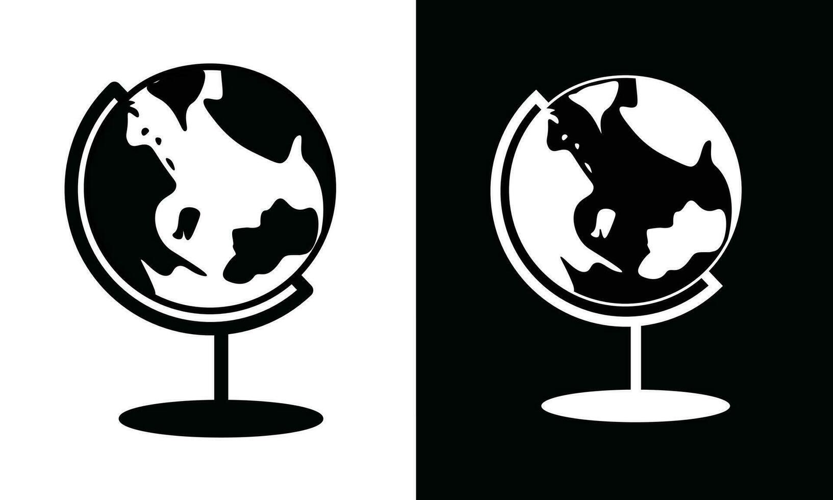 Globe icon vector. Globe silhouette. School supplies icon vector. Back to school concept. Learning and education icon. Flat vector in black and white.