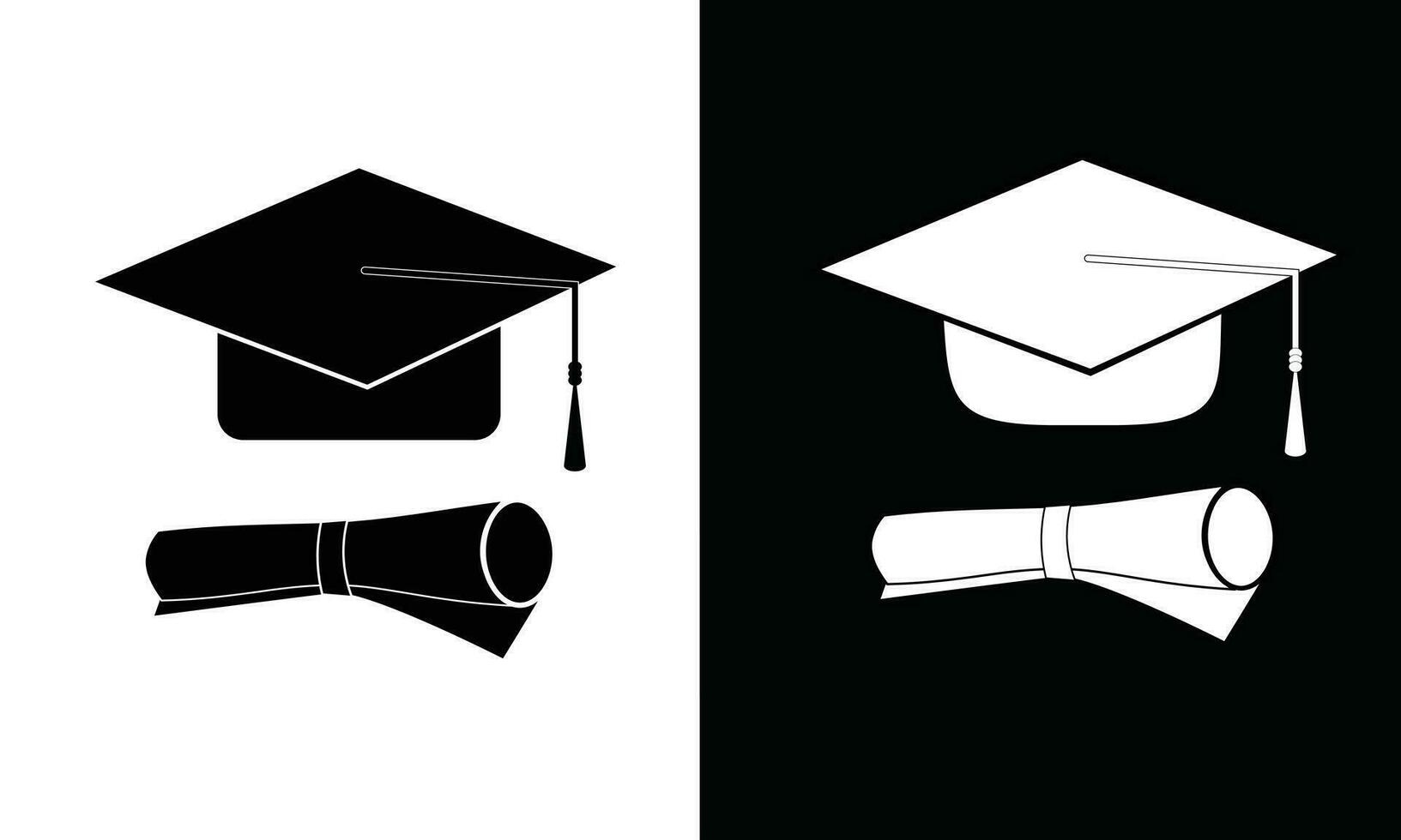 Graduation cap icon vector. Graduation hat vector in silhouette style. School supplies icon vector. Back to school concept. Learning and education icon. Flat vector in black and white.