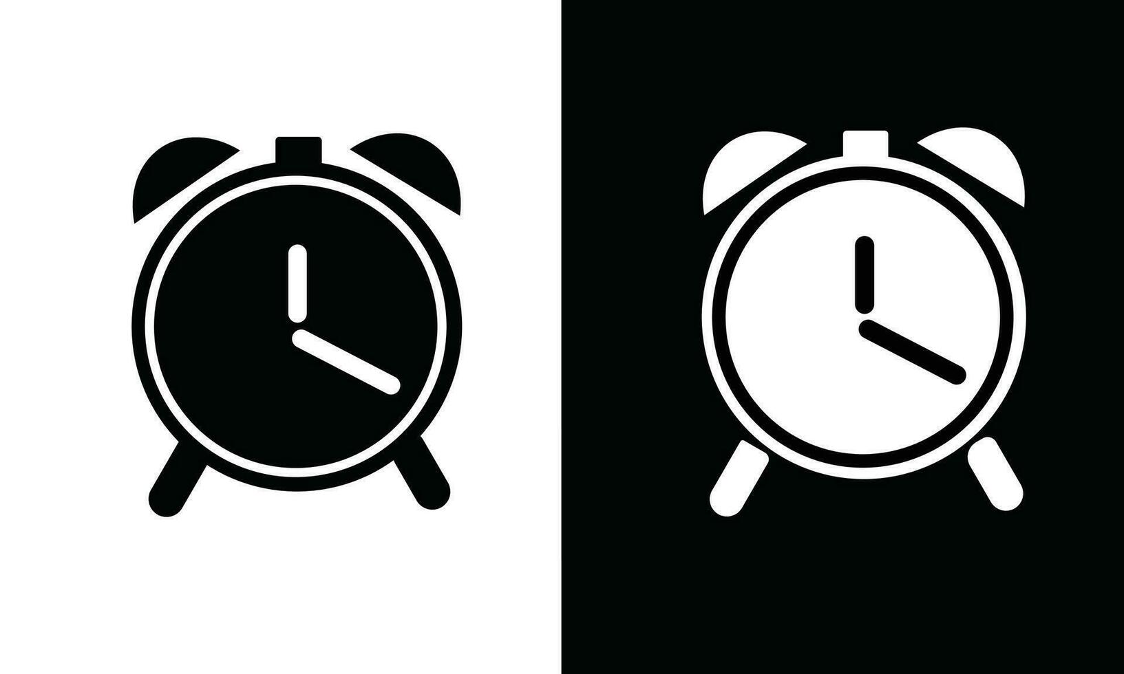 Alarm clock icon vector set in silhouette style. School supplies icon vector. Back to school concept. Learning and education icon. Flat vector in black and white.