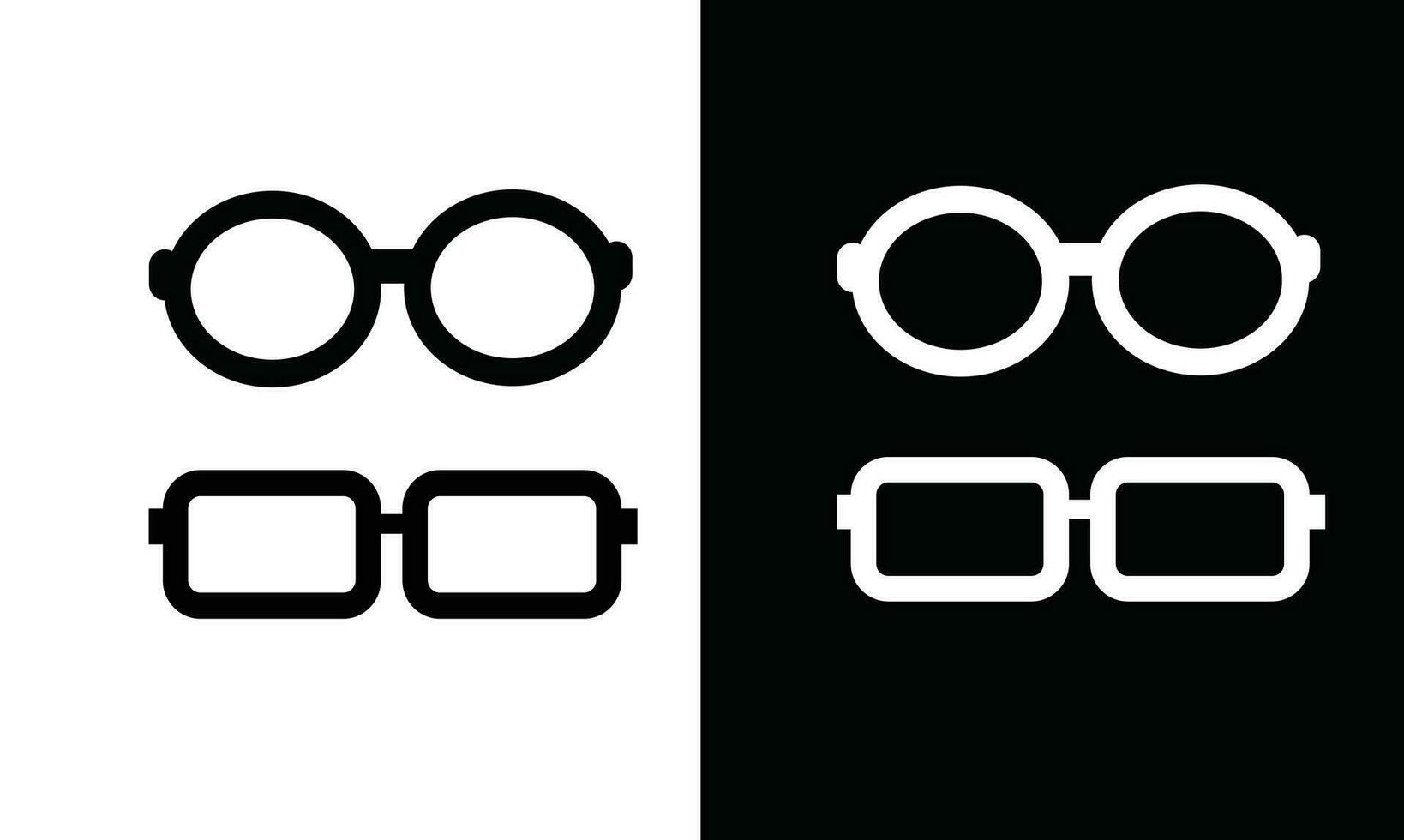 ojo lentes icono vector. ojo lentes silueta. colegio suministros icono vector. espalda a colegio concepto. aprendizaje y educación icono. plano vector en negro y blanco.