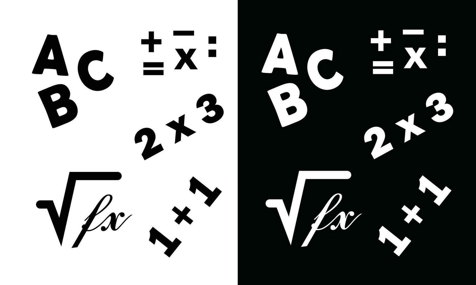 Math symbol vector. Mathametics. Math equations. Letter. School supplies icon vector. Back to school concept. Learning and education icon. Flat vector in black and white.