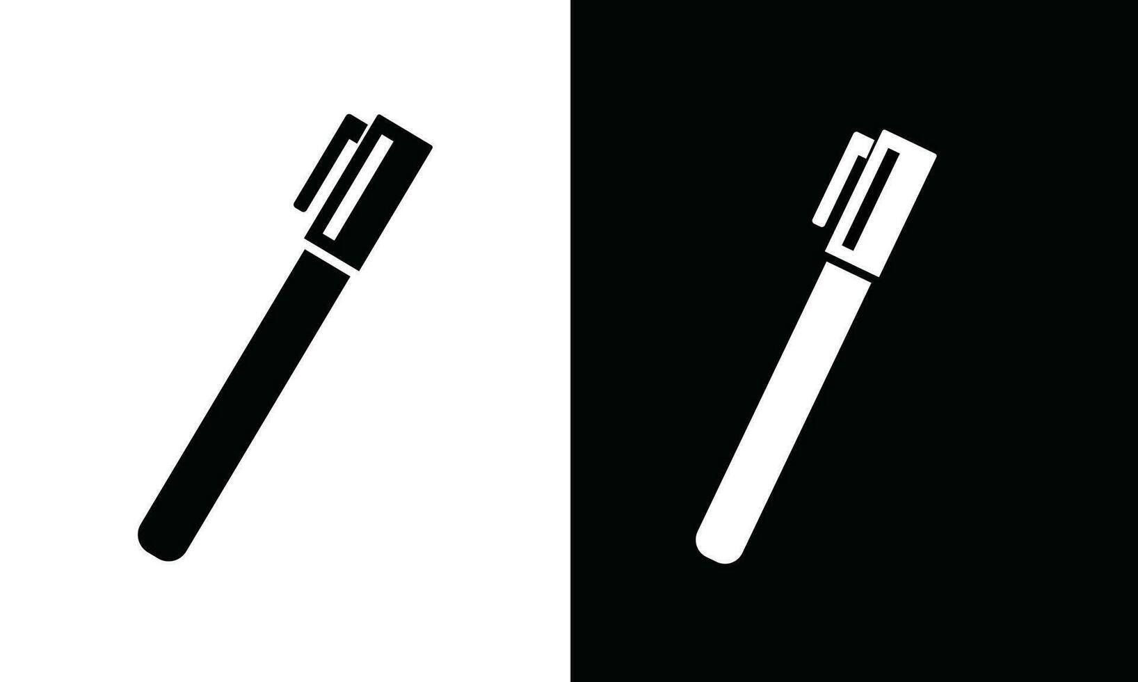 Pen icon vector. Pen silhouette. School supplies icon vector. Back to school concept. Learning and education icon. Flat vector in black and white.
