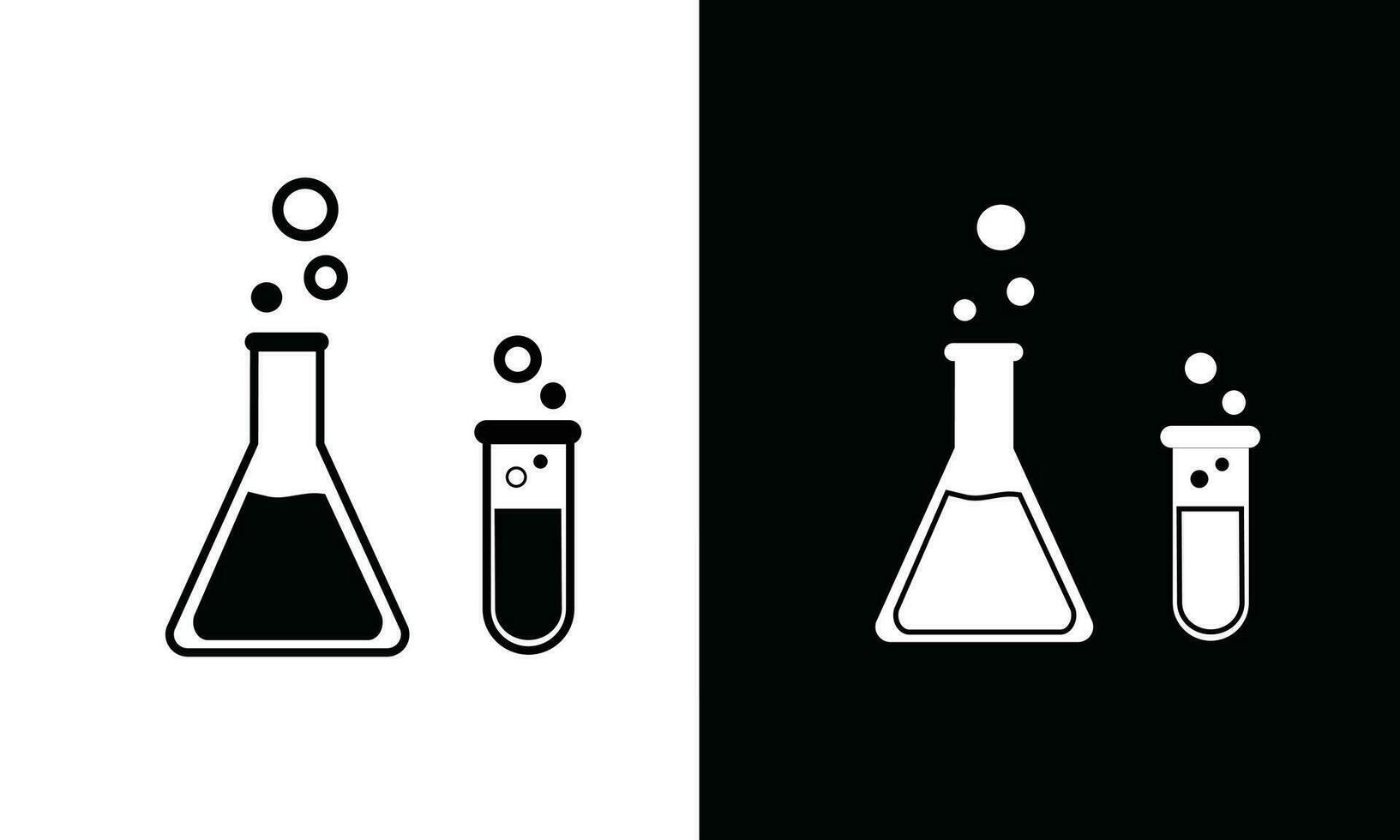 erlenmeyer matraz icono vector conjunto en silueta estilo. colegio suministros icono vector. espalda a colegio concepto. aprendizaje y educación icono. plano vector en negro y blanco.