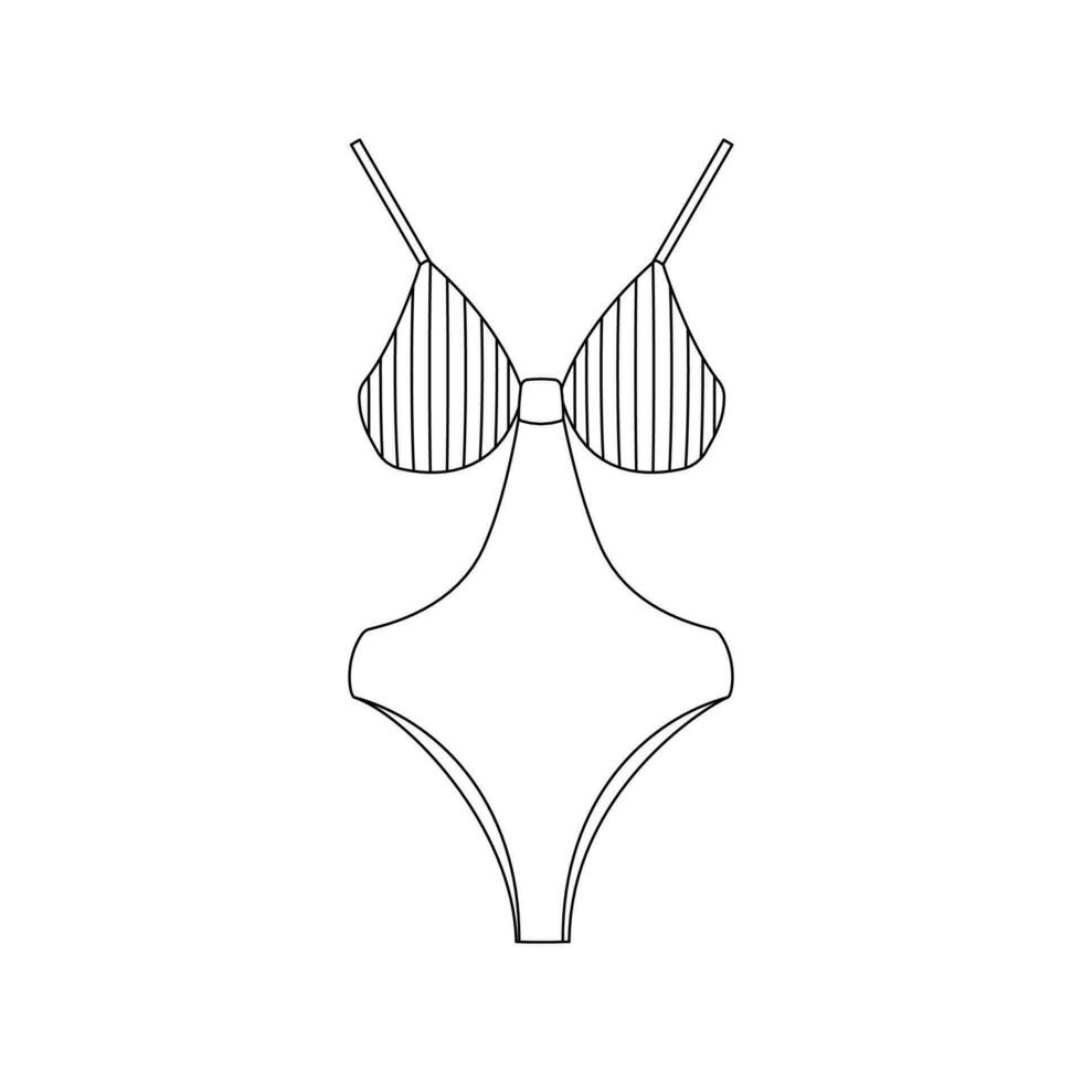 The swimsuit is compatible. Beach set for summer trips. Vacation accessories for sea vacations. Line art. vector