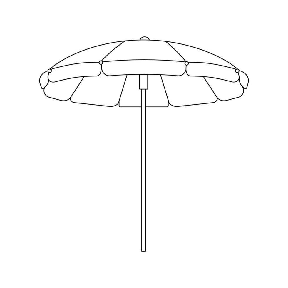 Beach umbrella. Beach set for summer trips. Vacation accessories for sea vacations. Line art. vector