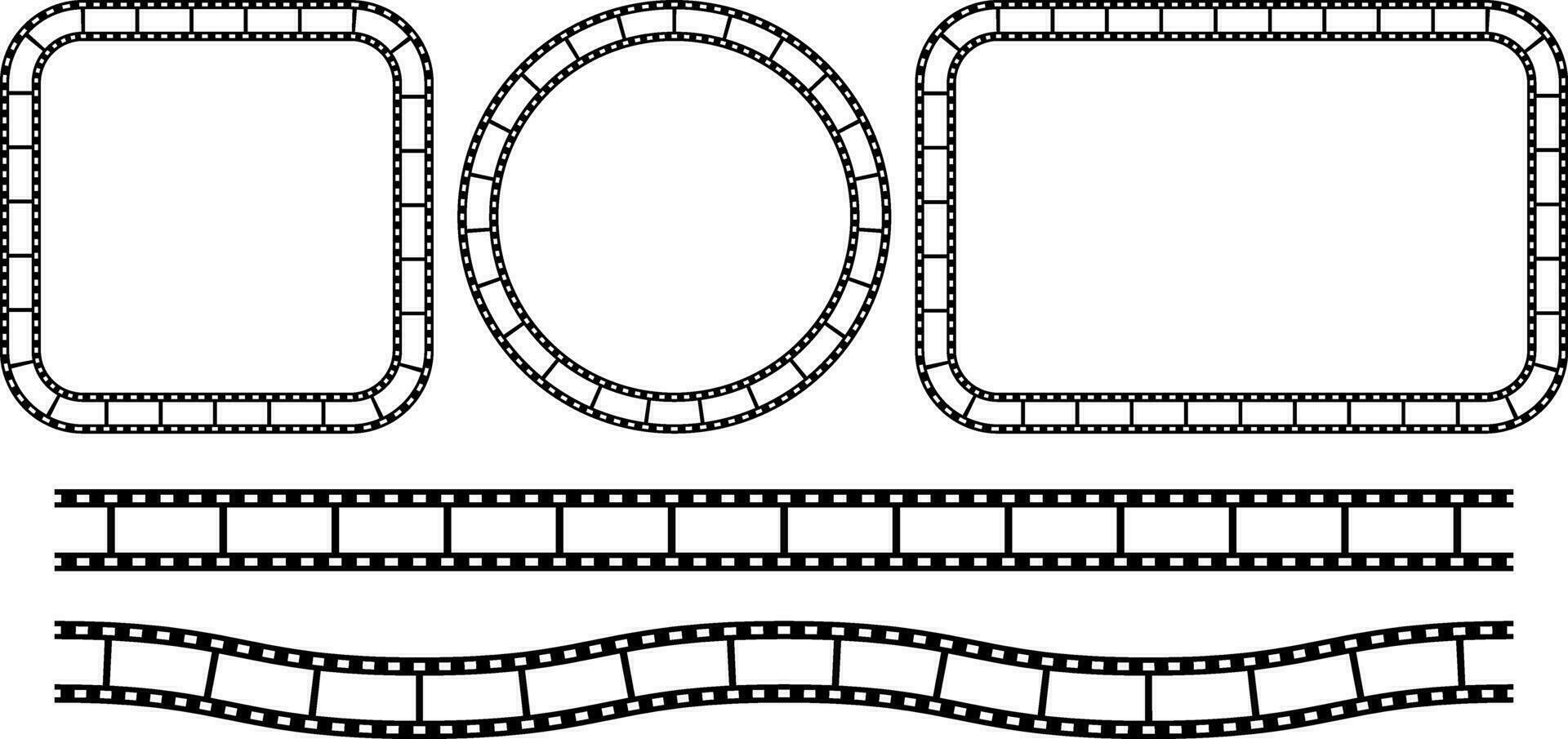 black white film strip frame set vector