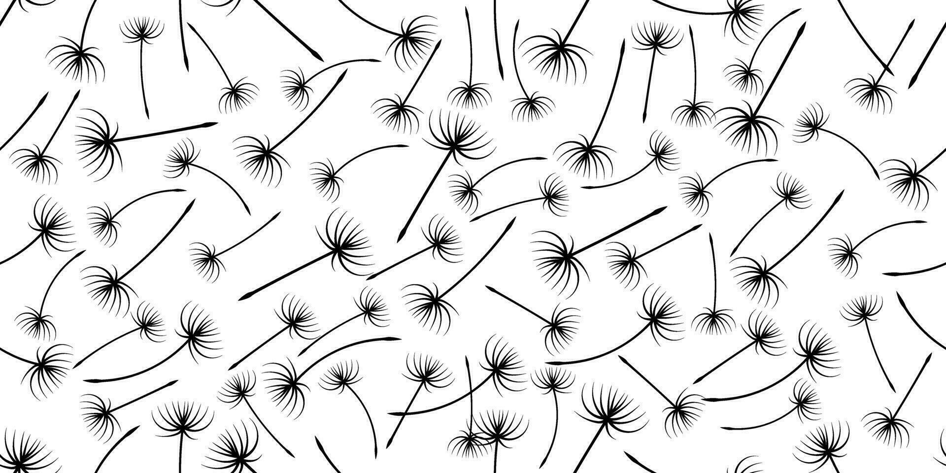 black white dandelion seamless pattern vector