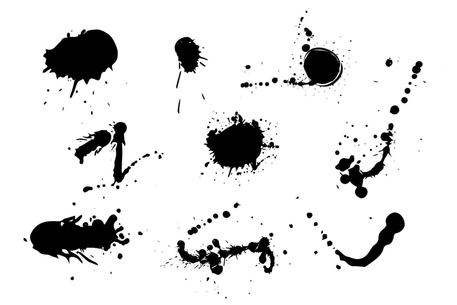 Ink Splash stain shape, brush abstract spatter isolated creative set. Frame, design element, print. Vector illustration