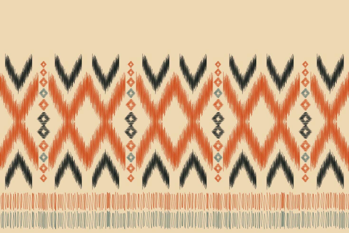 Ethnic Ikat fabric pattern geometric style.African Ikat embroidery Ethnic oriental pattern brown cream background. Abstract,vector,illustration.Texture,clothing,frame,decoration,carpet,motif. vector