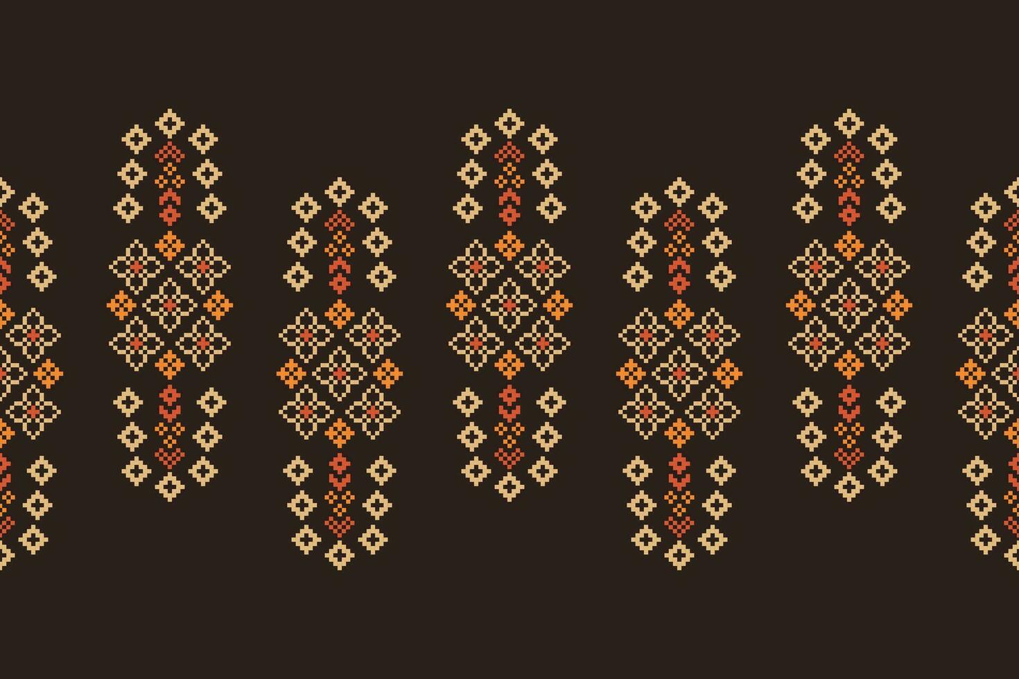 Ethnic Ikat fabric pattern geometric style.African Ikat embroidery Ethnic oriental pattern brown background. Abstract,vector,illustration.Texture,clothing,frame,decoration,carpet,motif. vector