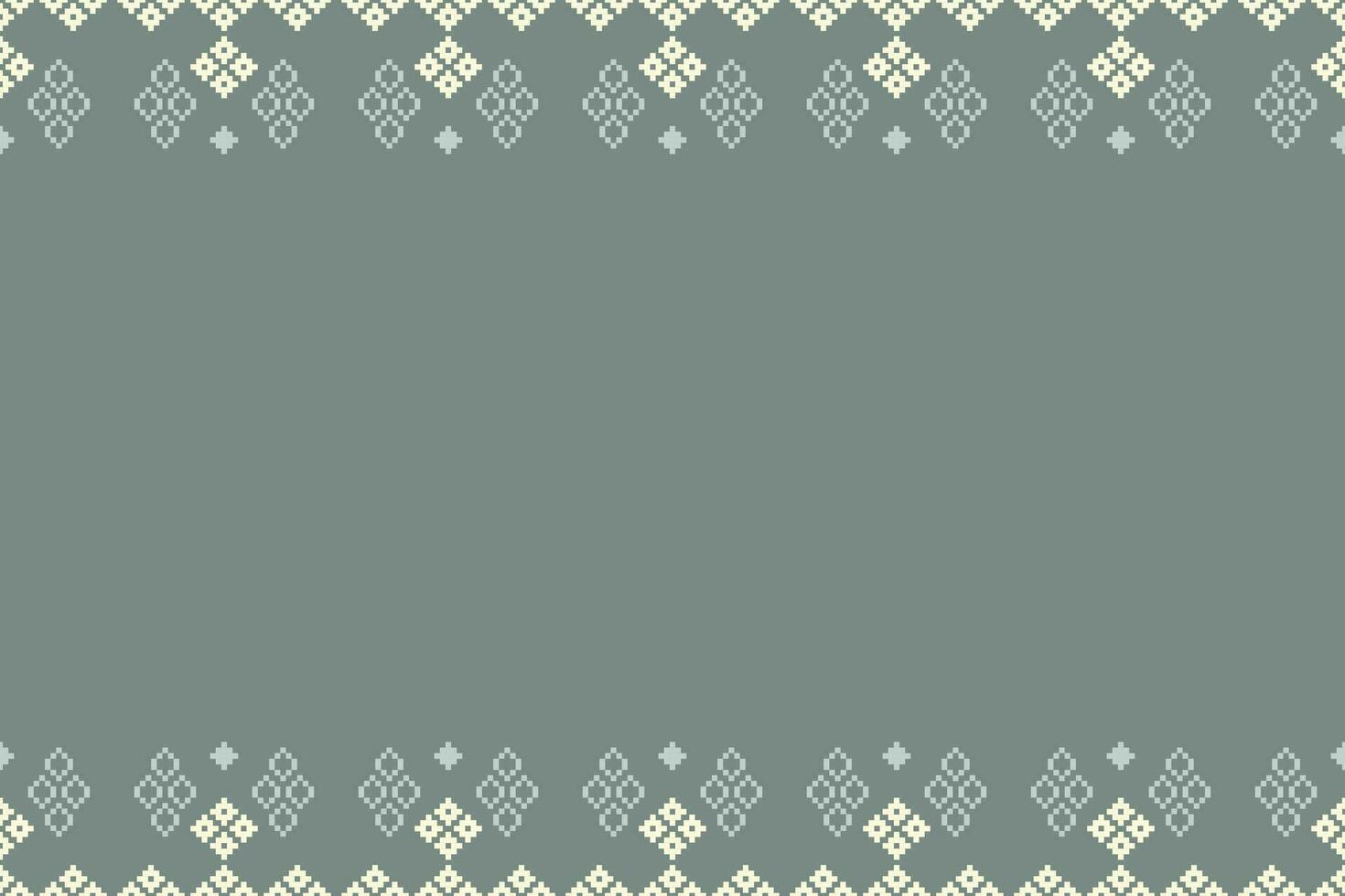 étnico geométrico tela modelo cruzar puntada.ikat bordado étnico oriental píxel modelo verde gris antecedentes. resumen, vector, ilustración. textura,ropa,marco,decoración,motivos,seda fondo de pantalla. vector