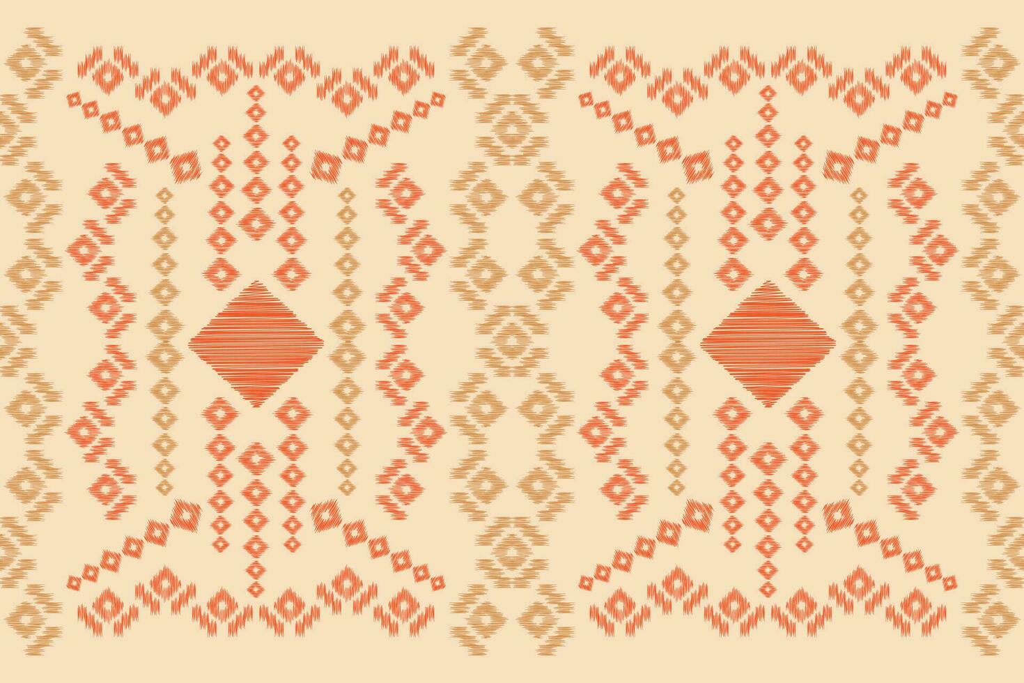 Ethnic Ikat fabric pattern geometric style.African Ikat embroidery Ethnic oriental pattern brown cream background. Abstract,vector,illustration.Texture,clothing,frame,decoration,carpet,motif. vector