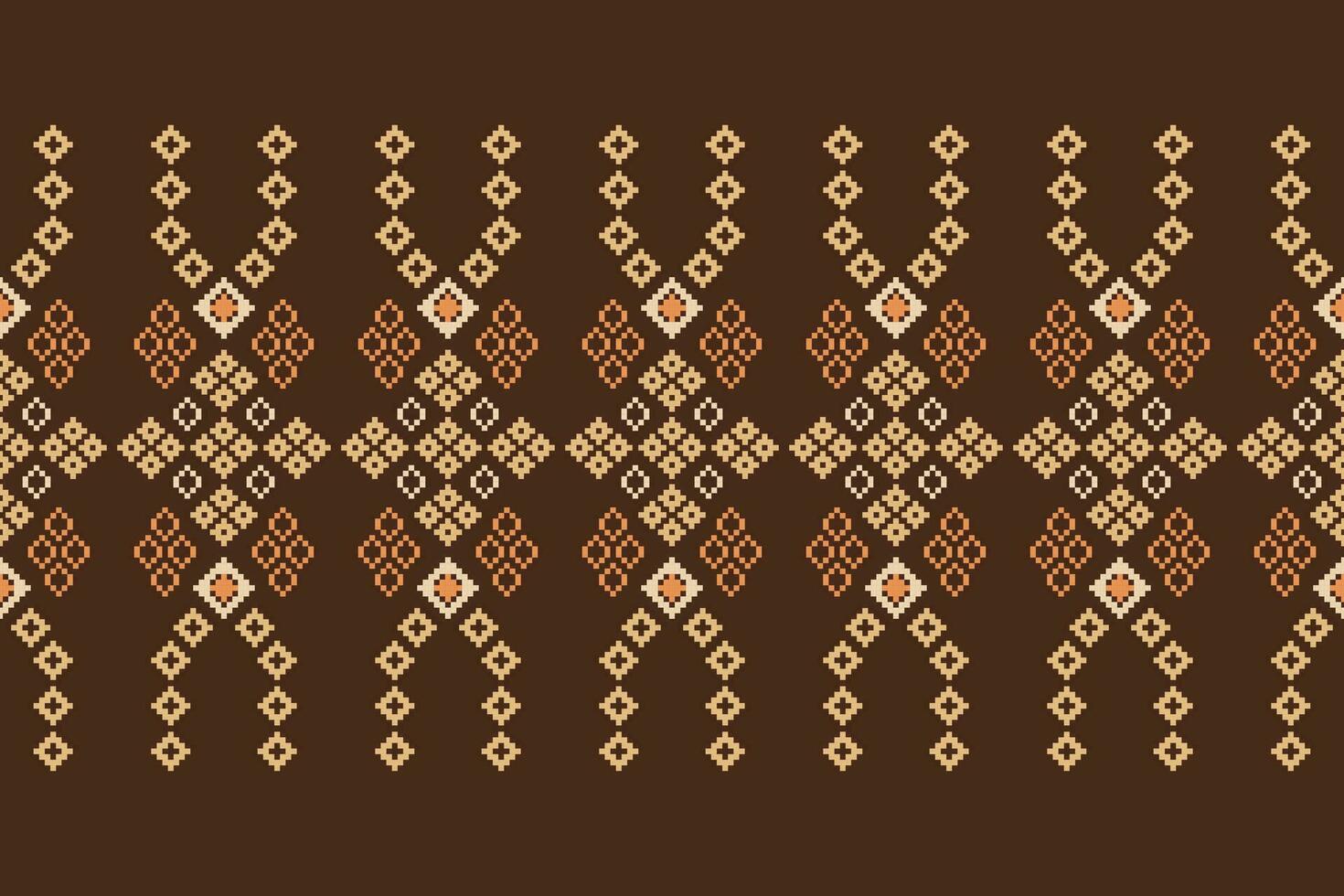 Ethnic Ikat fabric pattern geometric style.African Ikat embroidery Ethnic oriental pattern brown background. Abstract,vector,illustration.Texture,clothing,frame,decoration,carpet,motif. vector