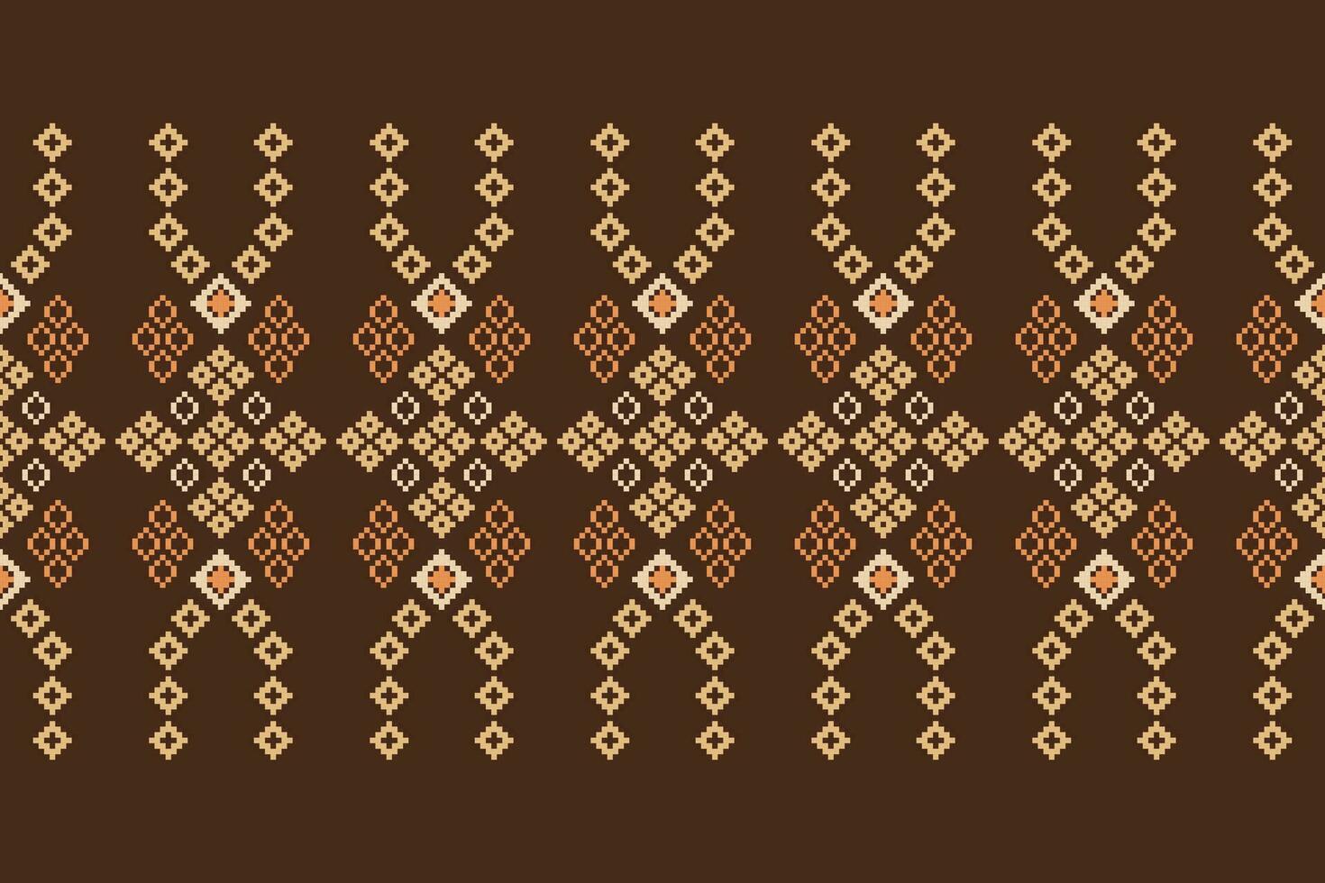 Ethnic Ikat fabric pattern geometric style.African Ikat embroidery Ethnic oriental pattern brown background. Abstract,vector,illustration.Texture,clothing,frame,decoration,carpet,motif. vector