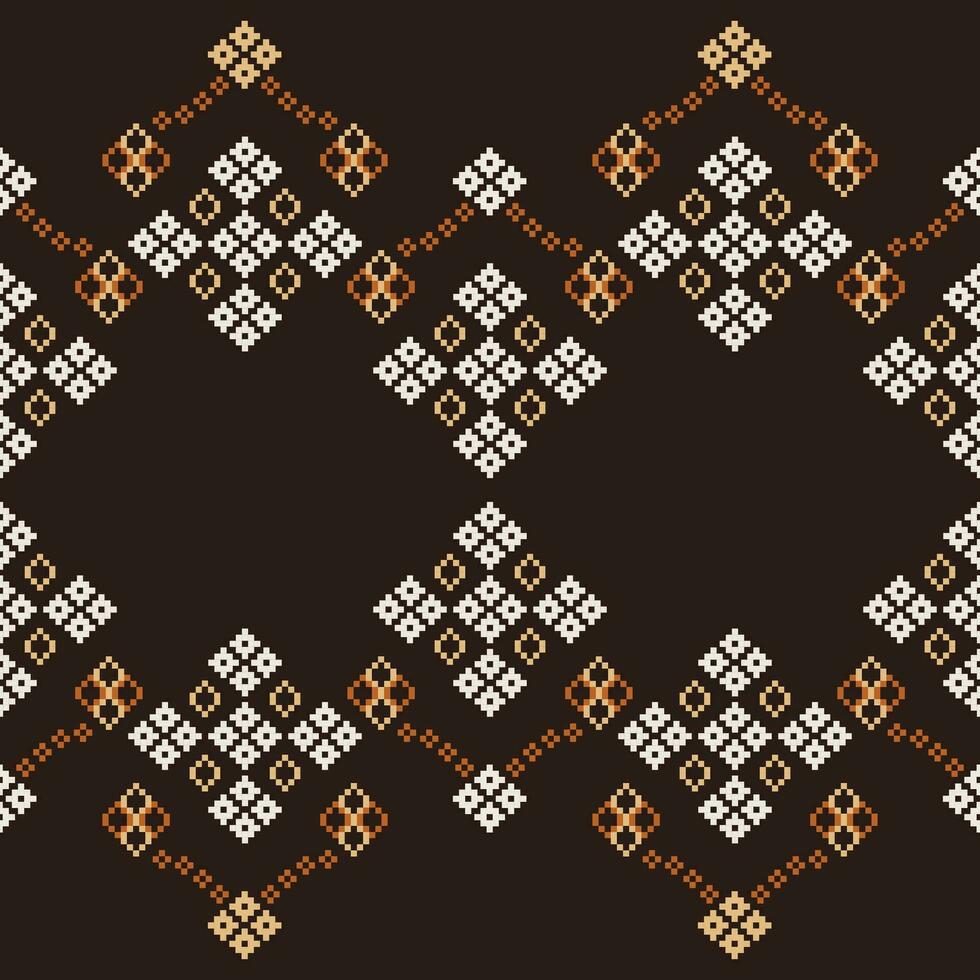 Ethnic Ikat fabric pattern geometric style.African Ikat embroidery Ethnic oriental pattern brown background. Abstract,vector,illustration.Texture,clothing,frame,decoration,carpet,motif. vector