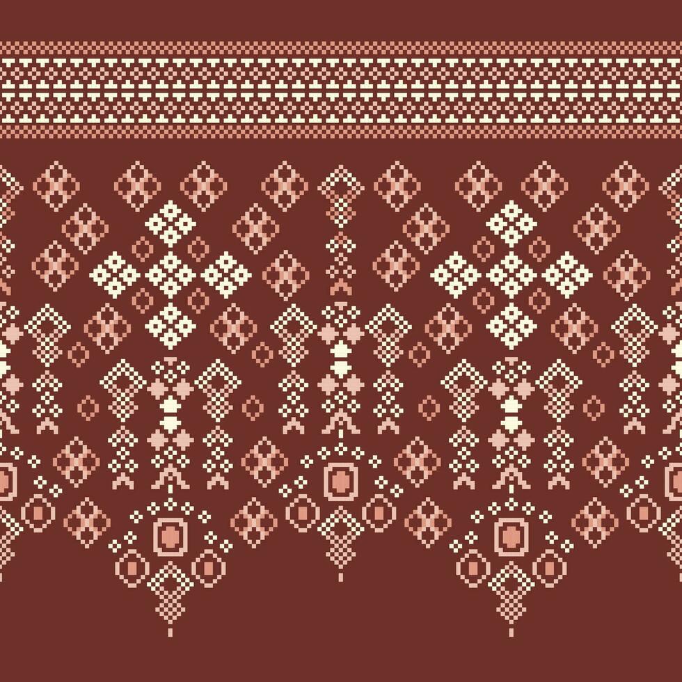 Ethnic Ikat fabric pattern geometric style.African Ikat embroidery Ethnic oriental pattern brown background. Abstract,vector,illustration.Texture,clothing,frame,decoration,carpet,motif. vector