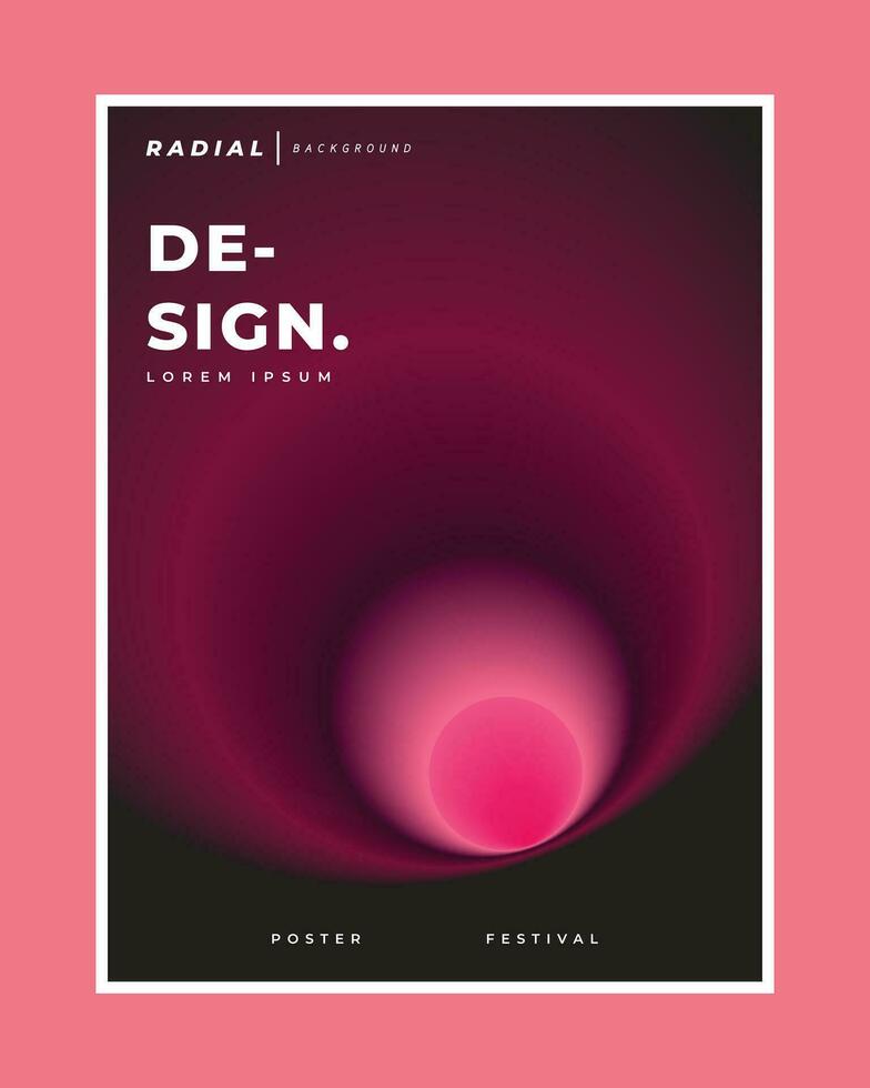 Pink circle gradient background template copy space. Radial colour gradation backdrop design for poster, banner, leaflet, pamphlet, cover, magazine, or flyer. vector