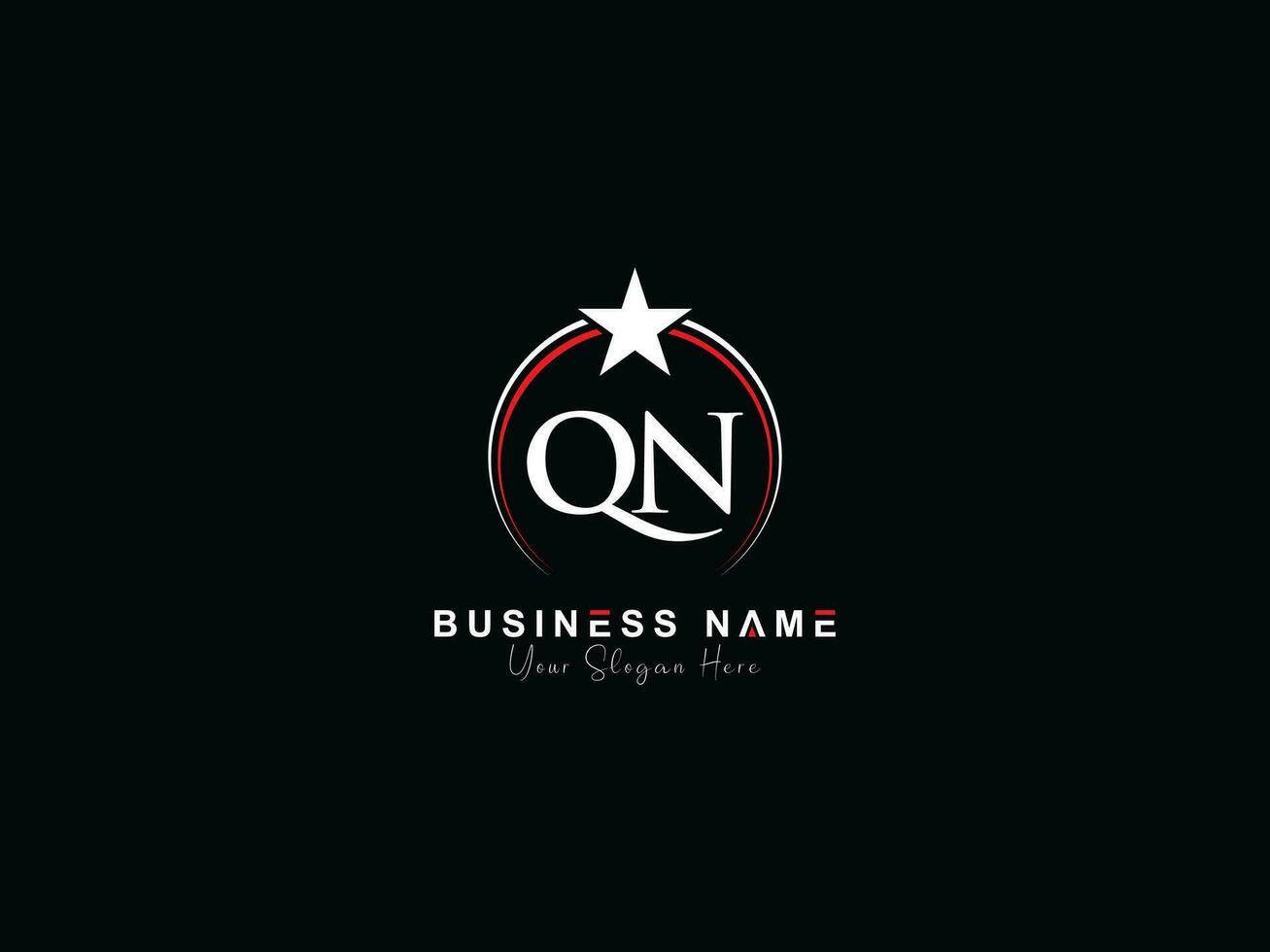 Premium Royal Star Qn Logo Vector, Unique Circle QN Logo Letter Vector Image
