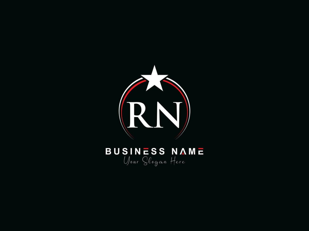 Royal Star Rn Circle Logo, Minimalist Luxury RN Logo Letter Vector