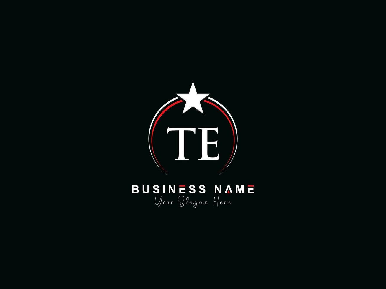 Initial Royal Te Star Logo Icon, Minimalist TE Circle Logo Icon Vector