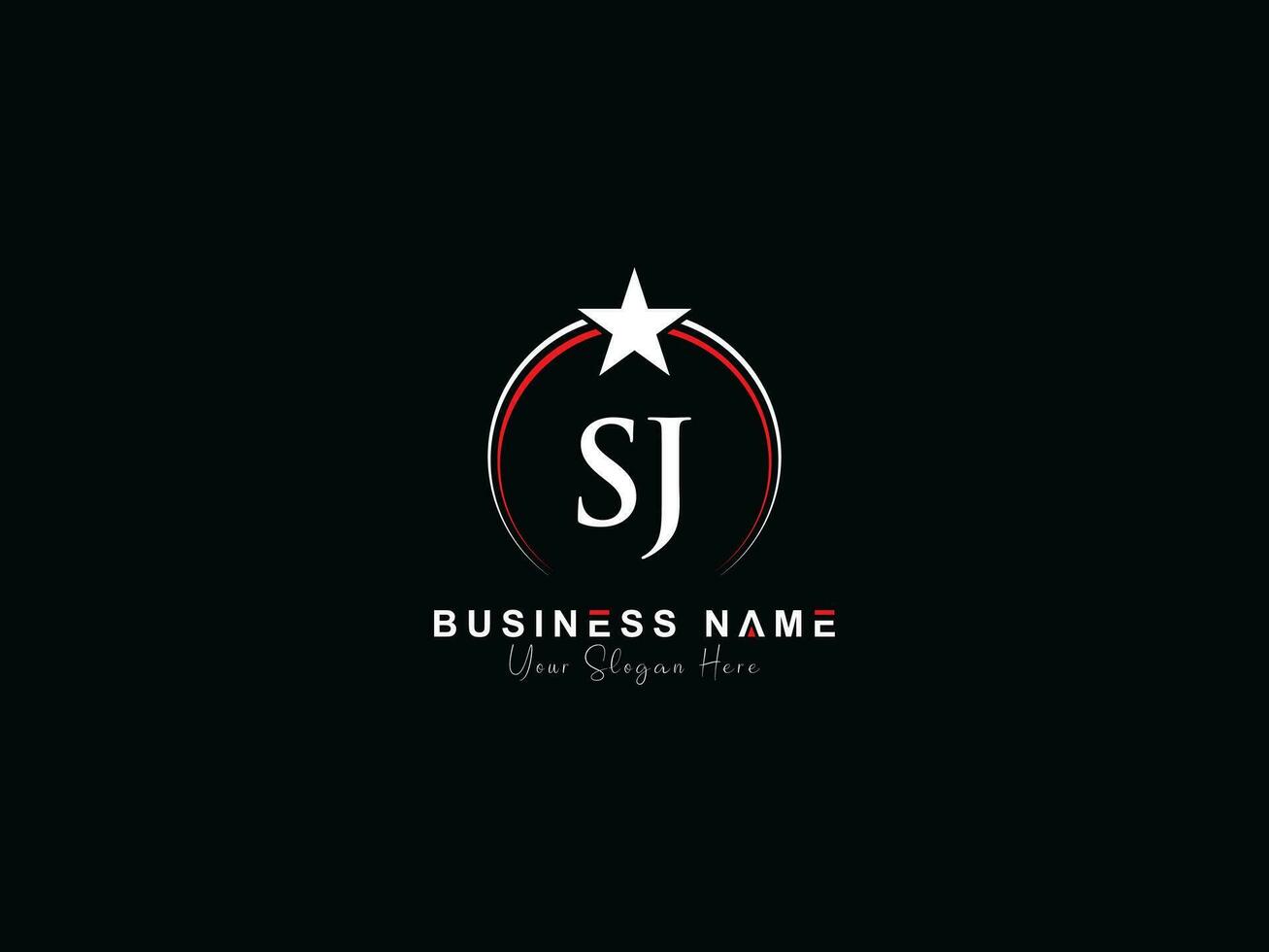 Minimalist Circle Sj Logo Icon, Monogram Luxury SJ Royal Star Logo Template vector