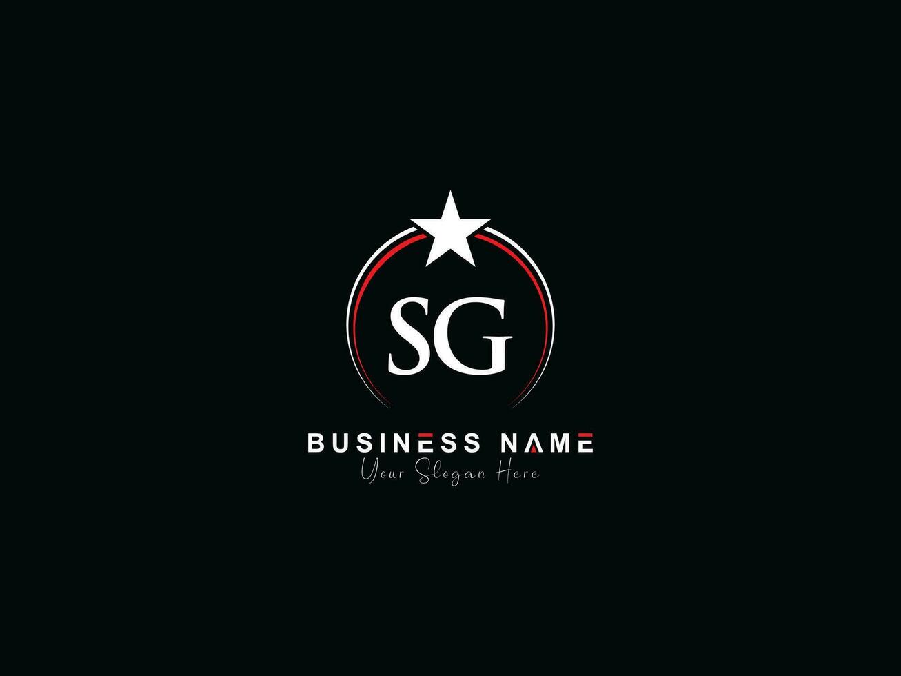 Minimalist Circle Sg Logo Icon, Monogram Luxury SG Royal Star Logo Template vector