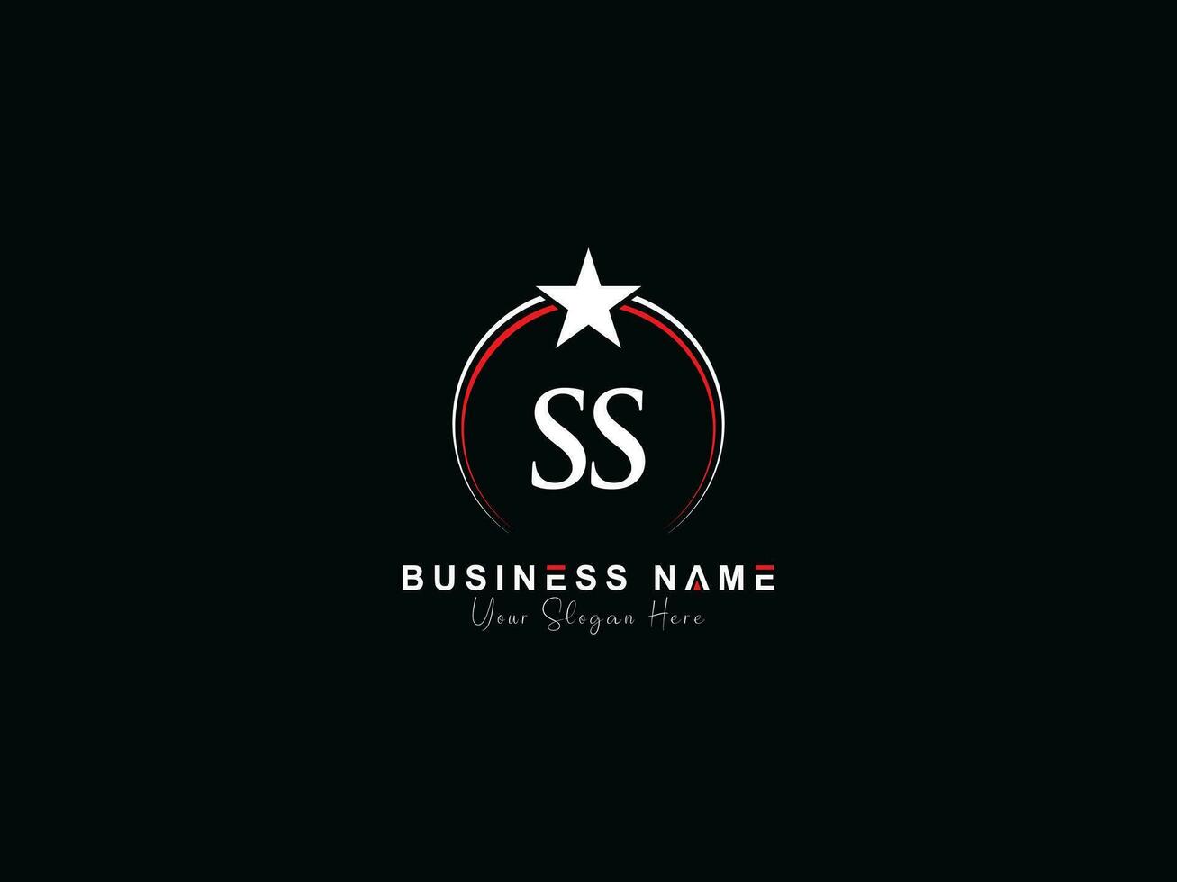 Minimalist Circle Ss Logo Icon, Monogram Luxury SS Royal Star Logo Template vector
