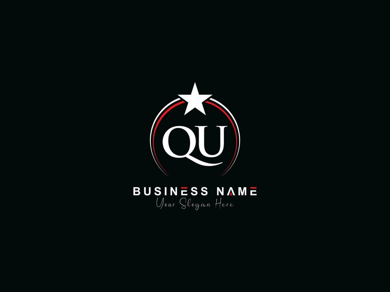 Premium Royal Star Qu Logo Vector, Unique Circle QU Logo Letter Vector Image