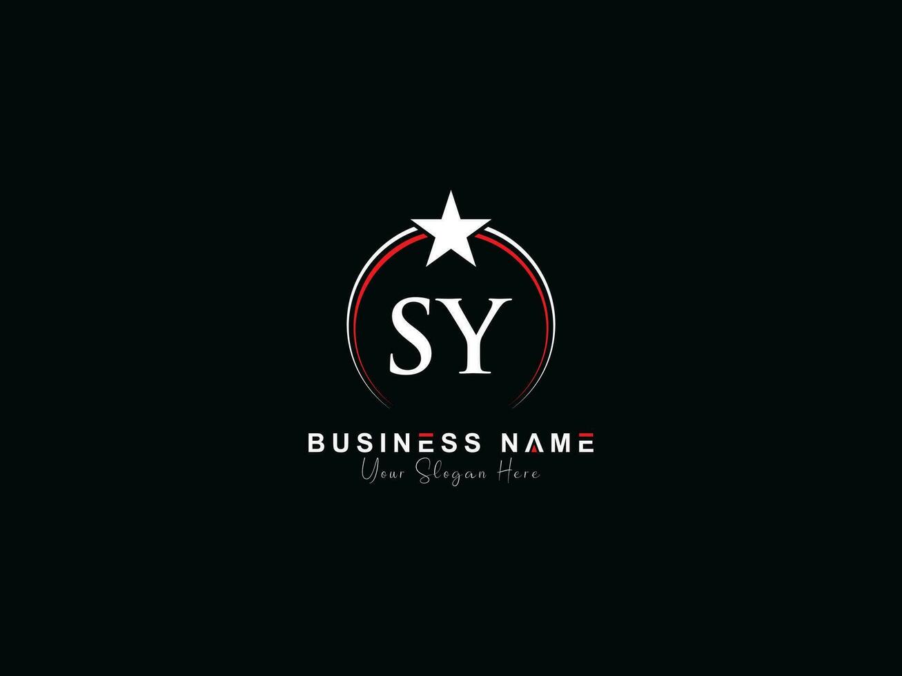 Minimalist Circle Sy Logo Icon, Monogram Luxury SY Royal Star Logo Template vector