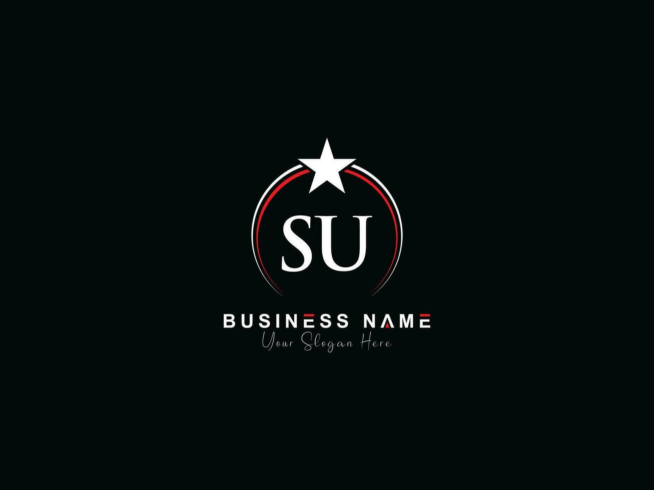 Minimalist Circle Su Logo Icon, Monogram Luxury SU Royal Star Logo Template vector