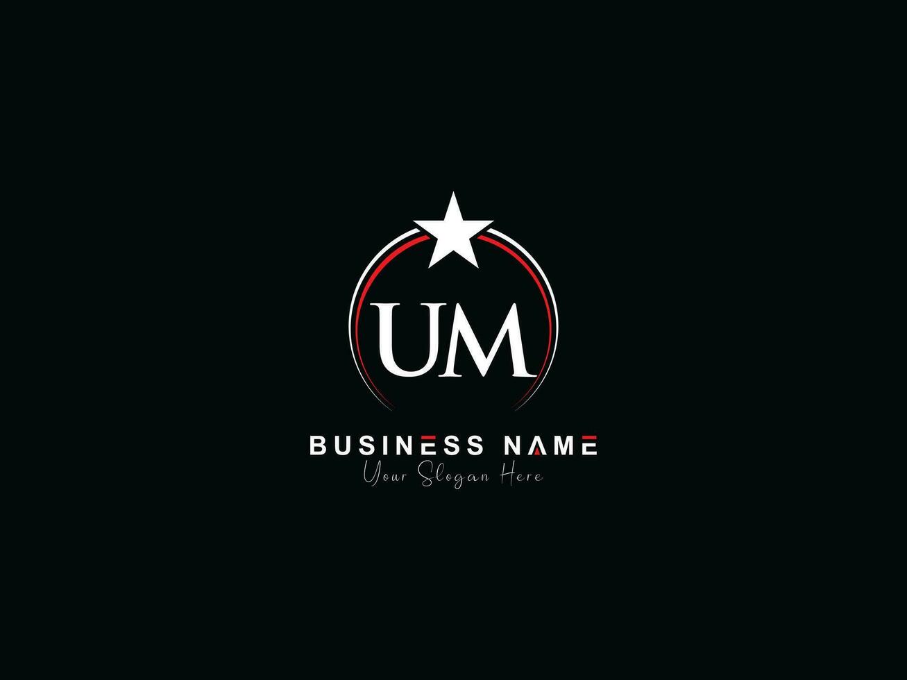 Initial Circle Um Minimal Luxury logo, Minimalist Royal Star UM Logo Icon Vector Art