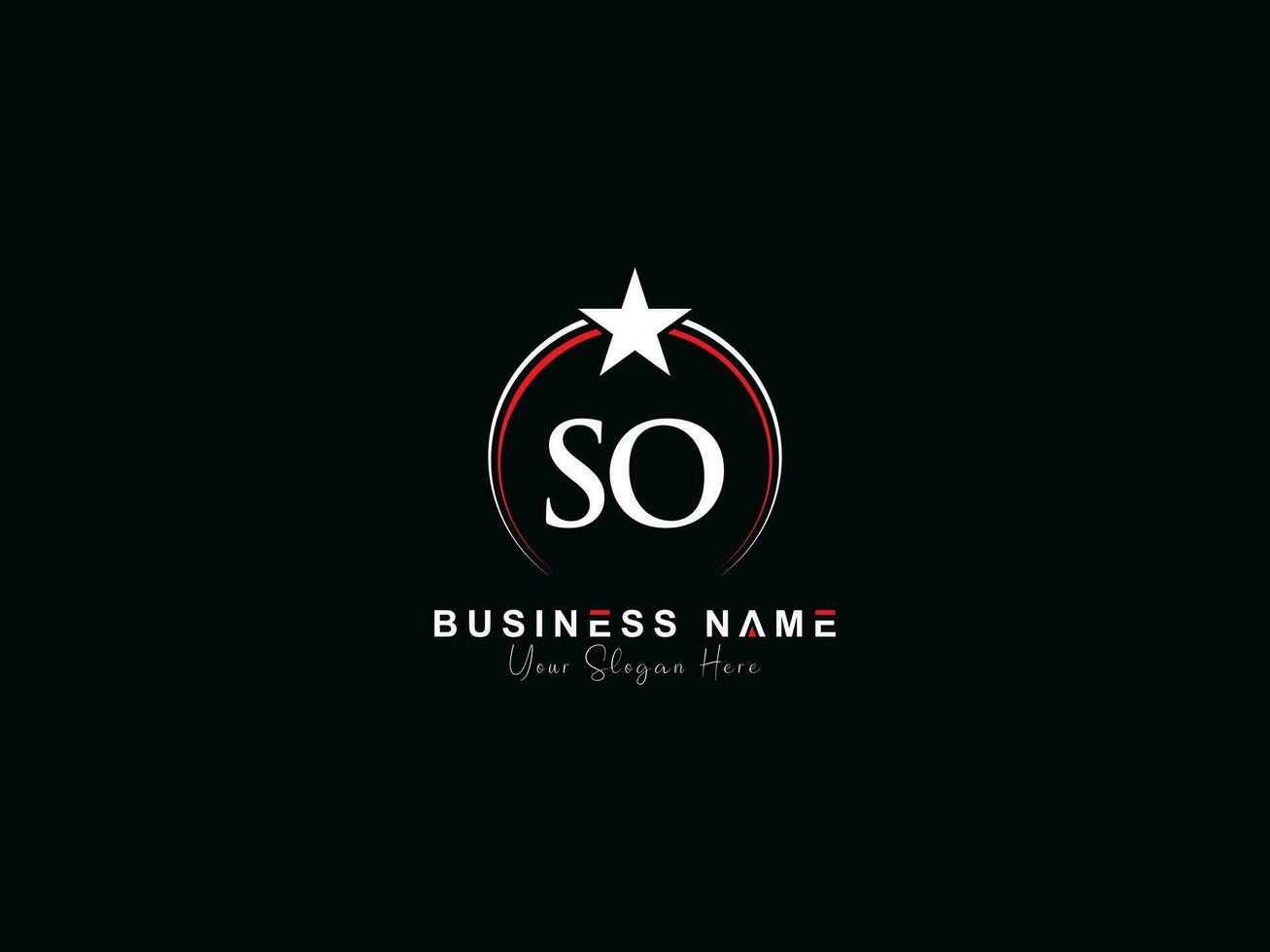 Minimalist Circle So Logo Icon, Monogram Luxury SO Royal Star Logo Template vector