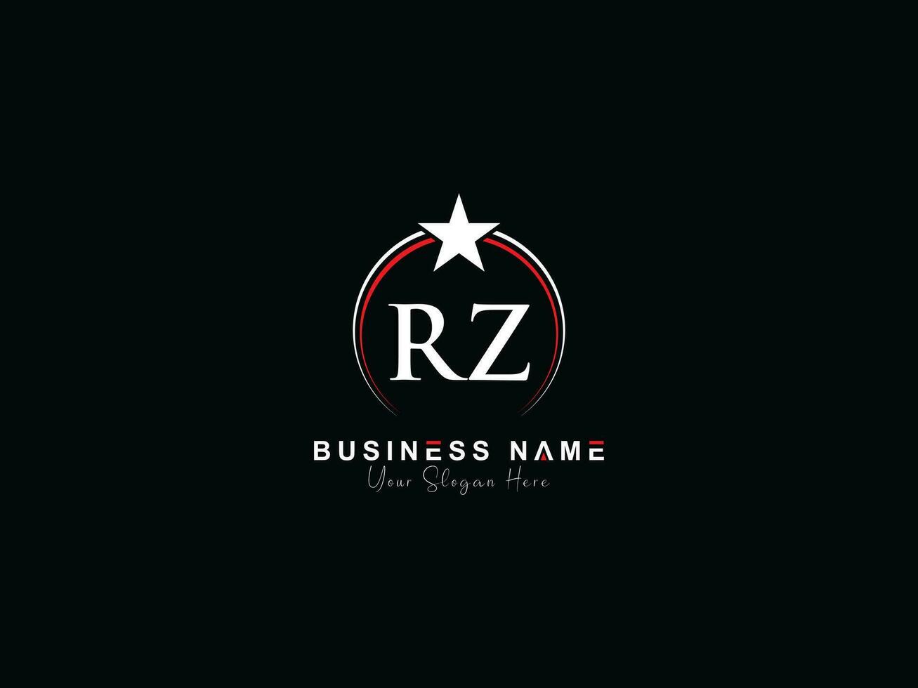 Royal Star Rz Circle Logo, Minimalist Luxury RZ Logo Letter Vector
