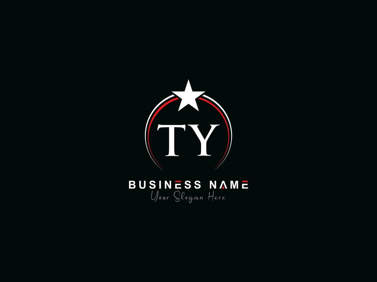 Initial Royal Ty Star Logo Icon, Minimalist TY Circle Logo Icon Vector