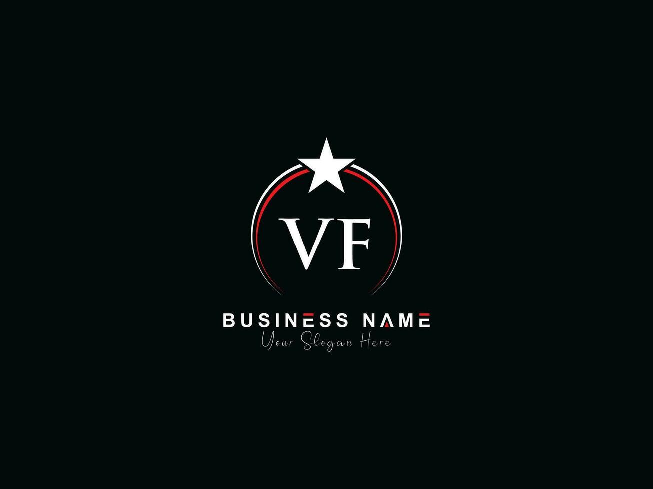 Initial Luxury Vf Circle Logo Letter, Minimal Royal Star VF Logo Symbol For Business vector
