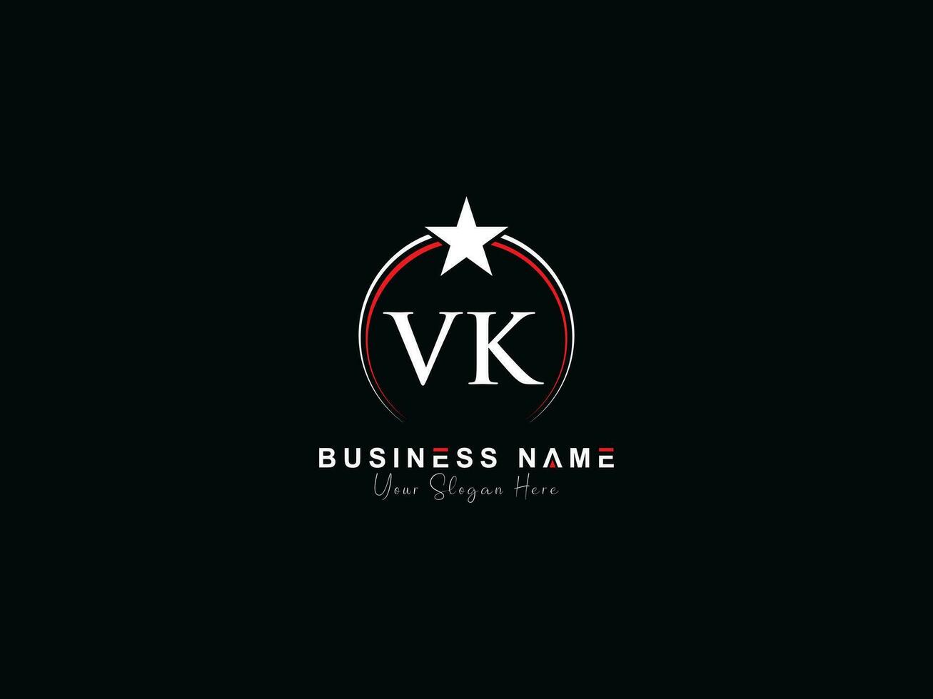 Initial Luxury Vk Circle Logo Letter, Minimal Royal Star VK Logo Symbol For Business vector