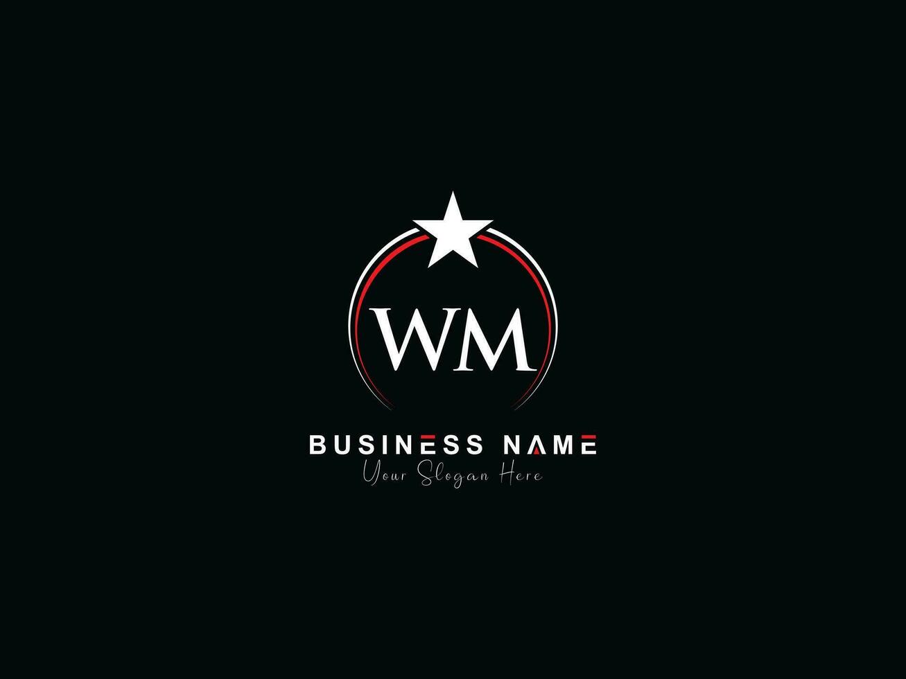Minimalist Letter Wm Luxury Logo Star, Royal Circle WM Logo Icon Design vector